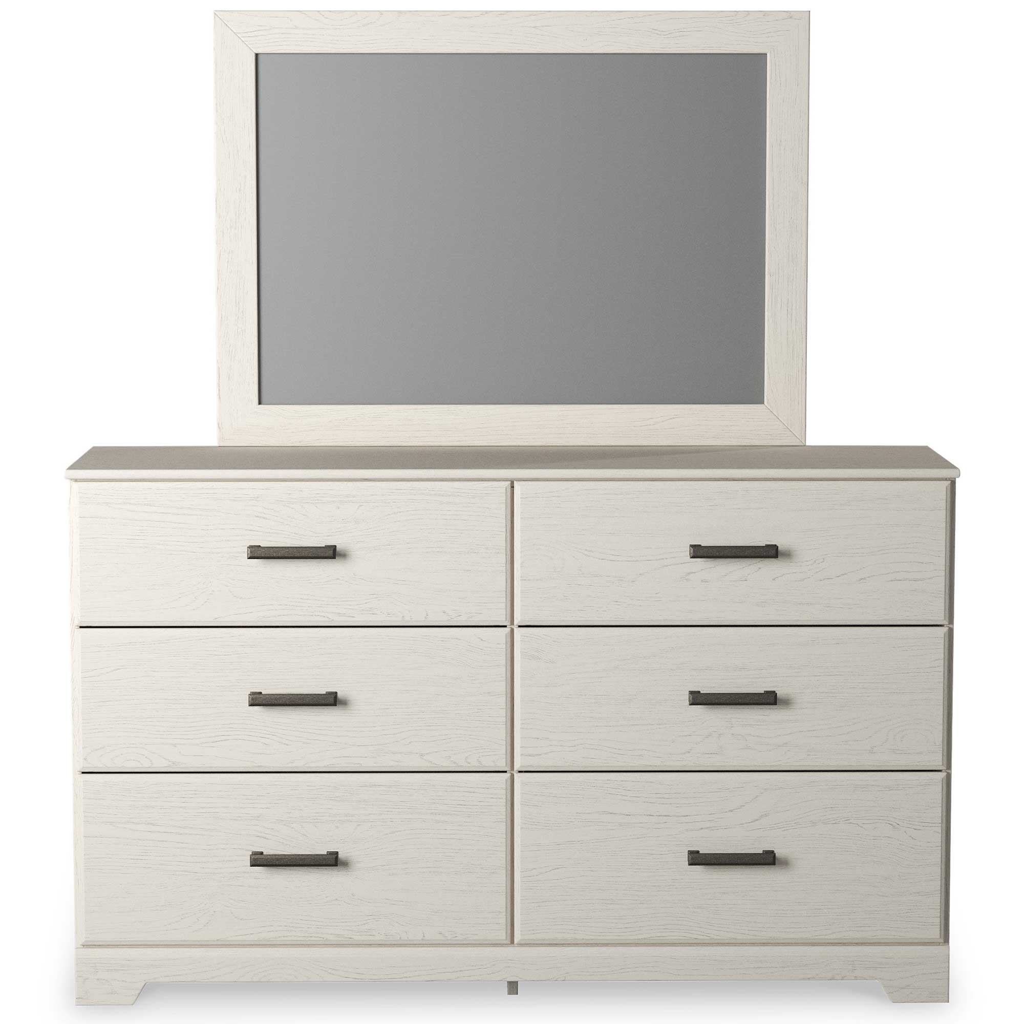 Stelsie King Panel Bed with Mirrored Dresser