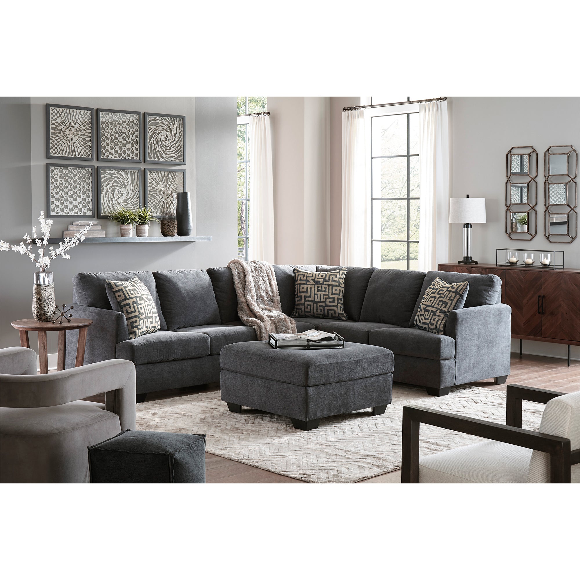 Ambrielle 2-Piece Sectional in Gunmetal Color