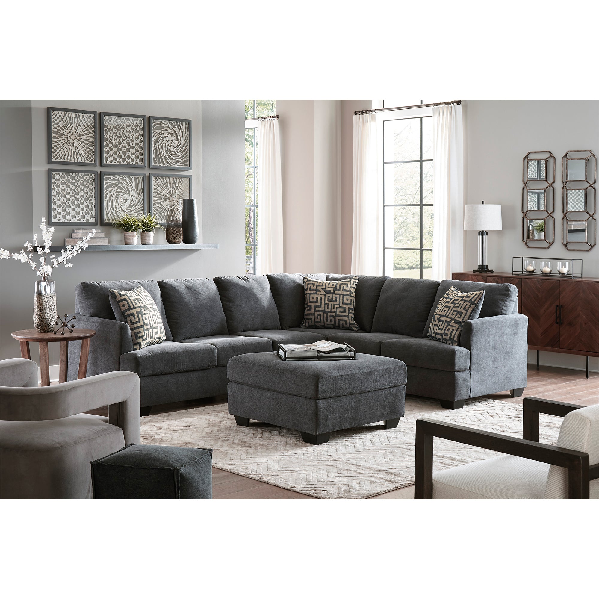 Ambrielle 3-Piece Sectional in Gunmetal Color