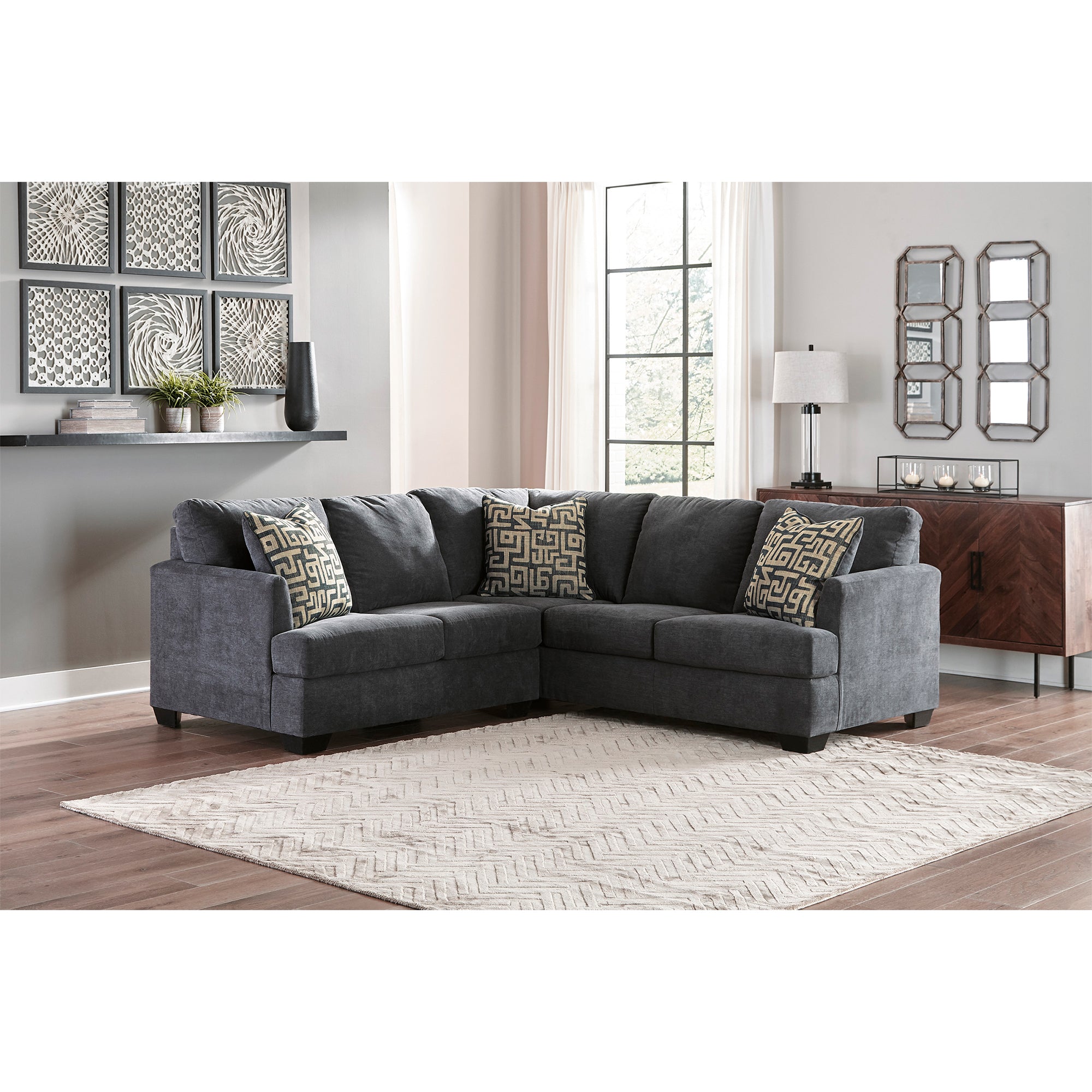 Ambrielle 2-Piece Sectional in Gunmetal Color