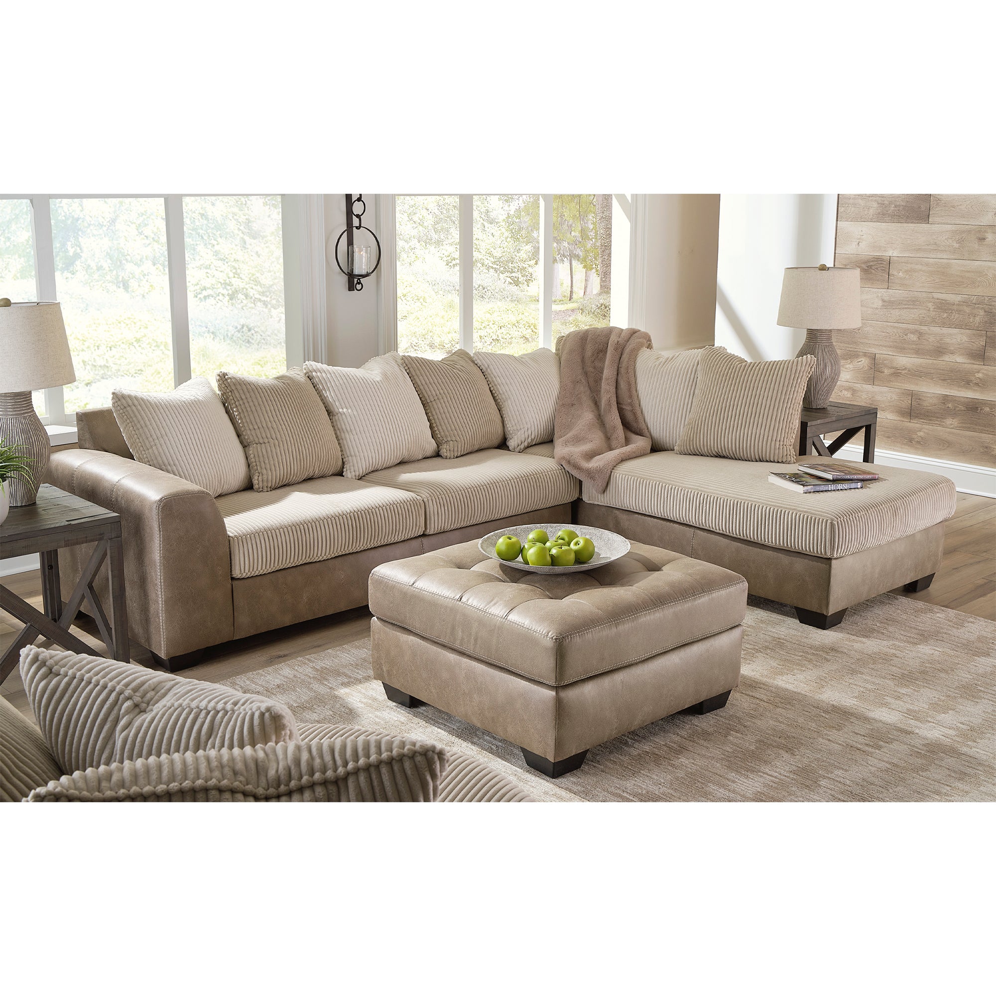 Keskin Oversized Accent Ottoman in Sand Color