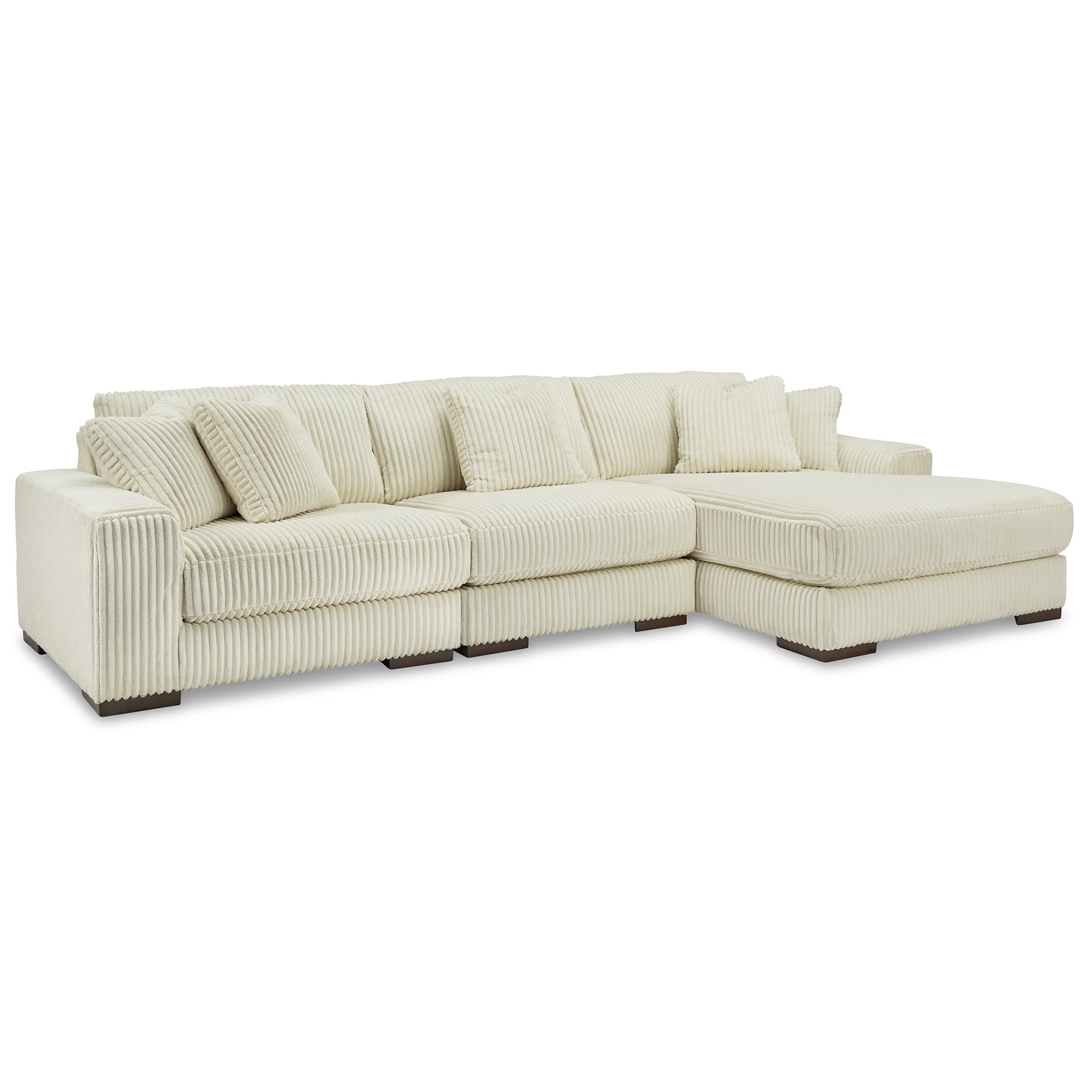 Lindyn 3-Piece Sectional with Chaise in Ivory Color