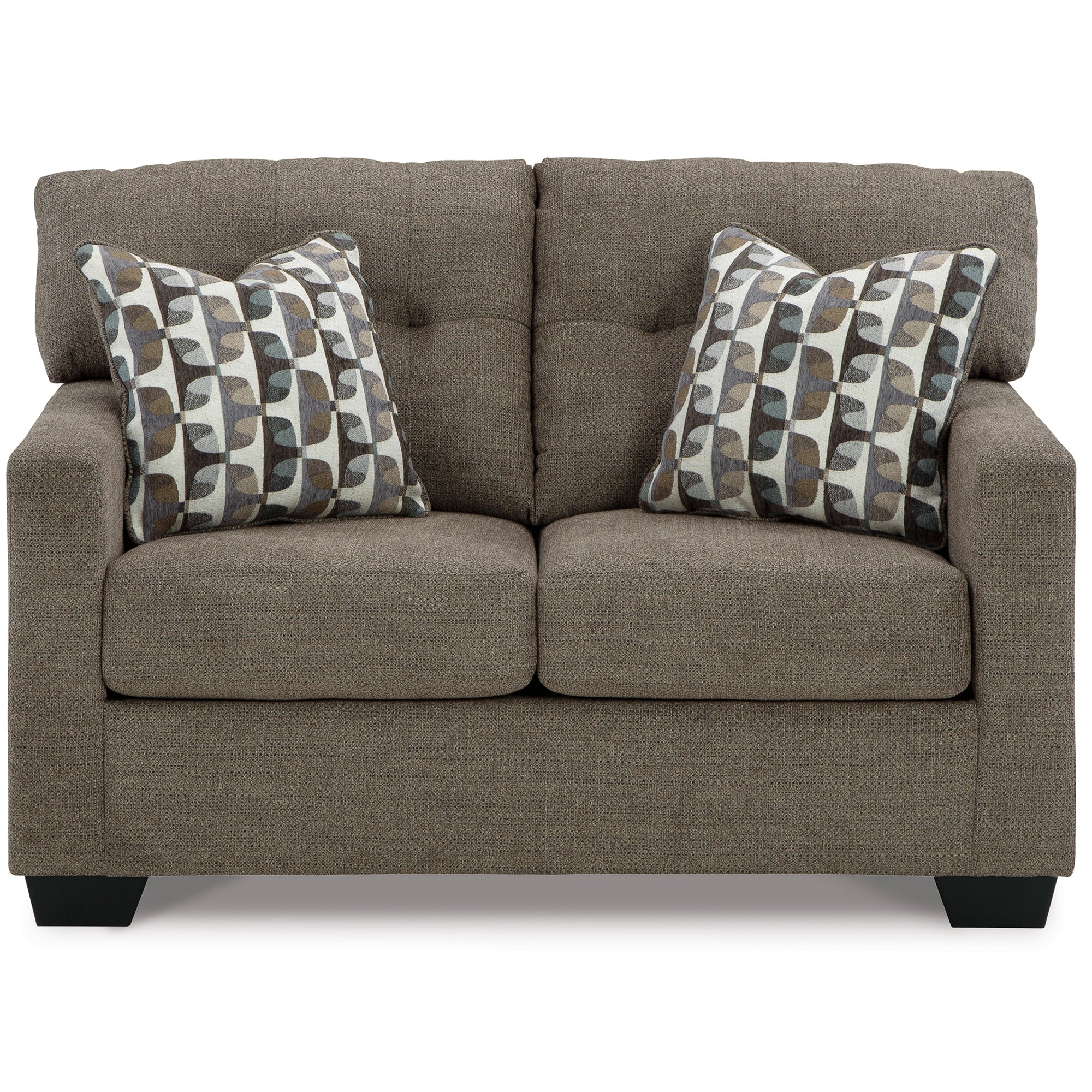 Cozy Mahoney Loveseat in rich chocolate color, ideal for intimate seating arrangements