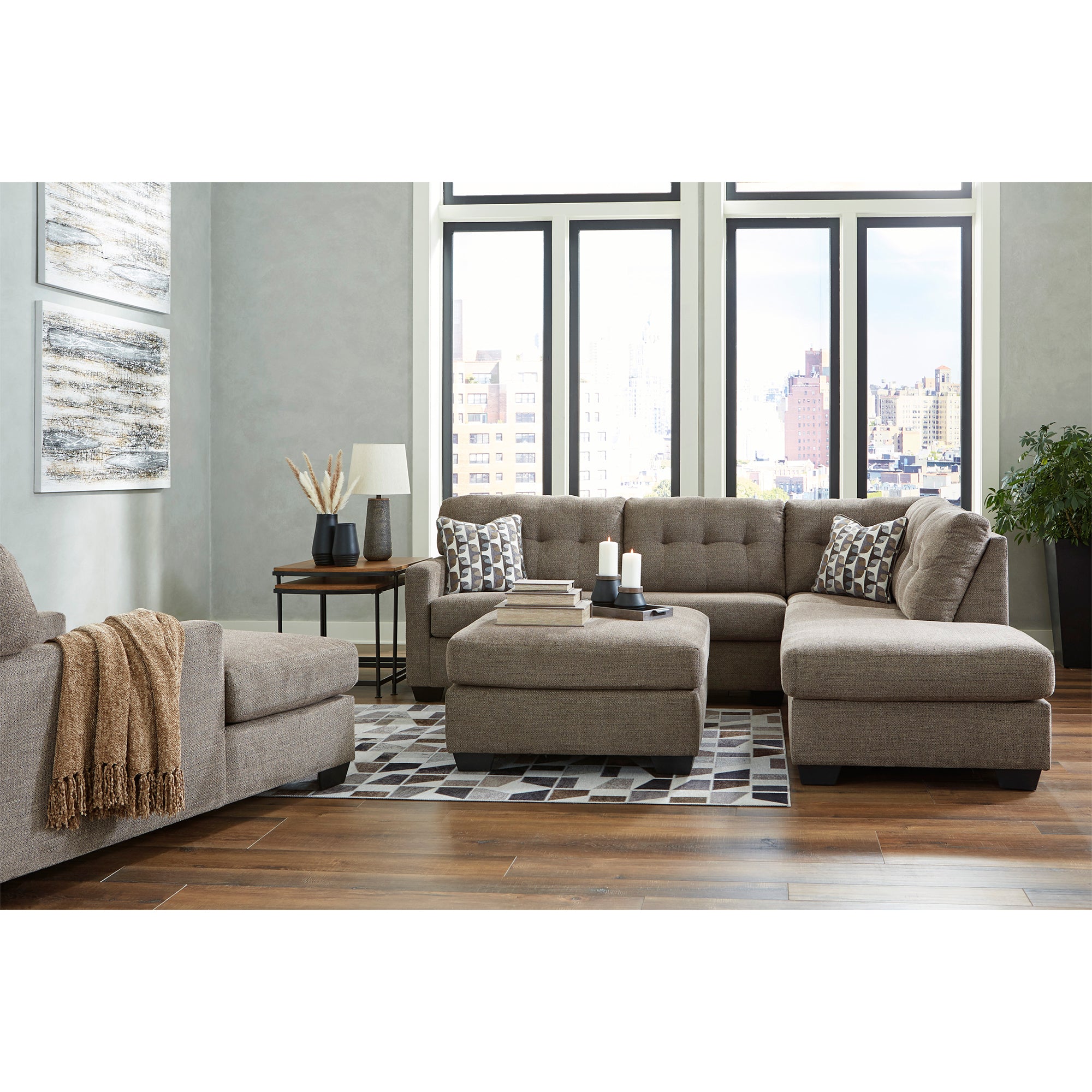 Sophisticated Mahoney Sectional in chocolate with chaise, a statement piece for any living room