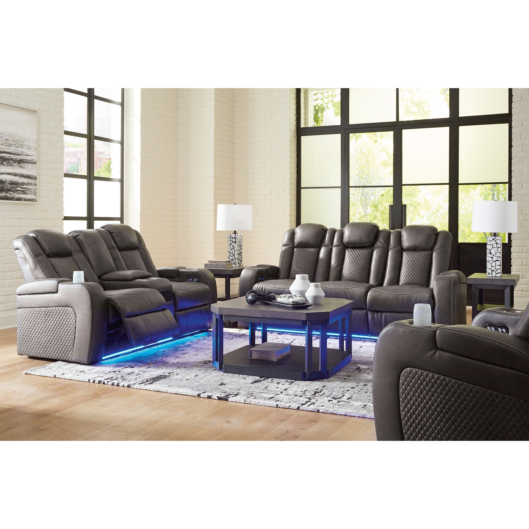 Fyne-Dyme Dual Power Reclining Sofa and Loveseat