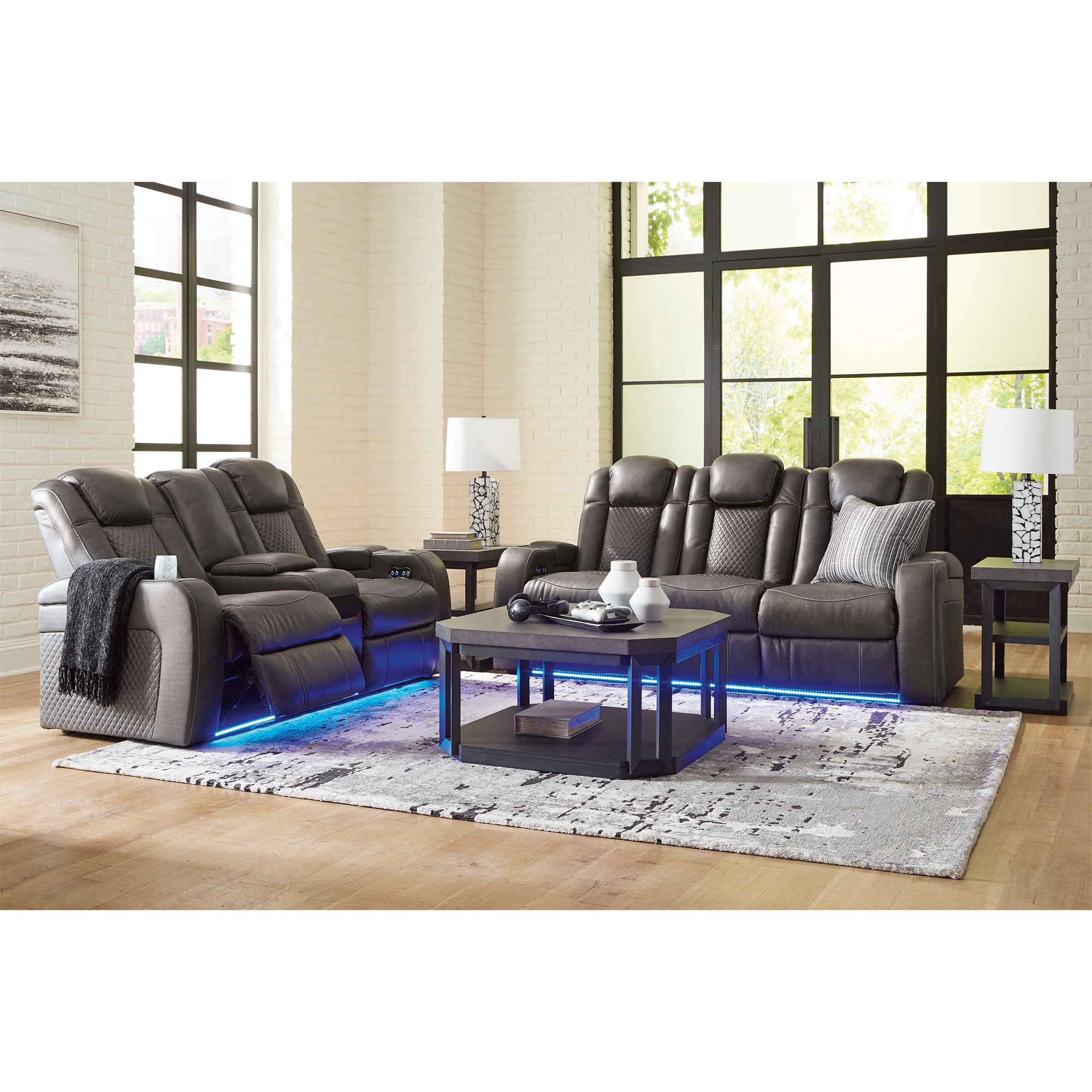 Fyne-Dyme Dual Power Reclining Sofa and Loveseat