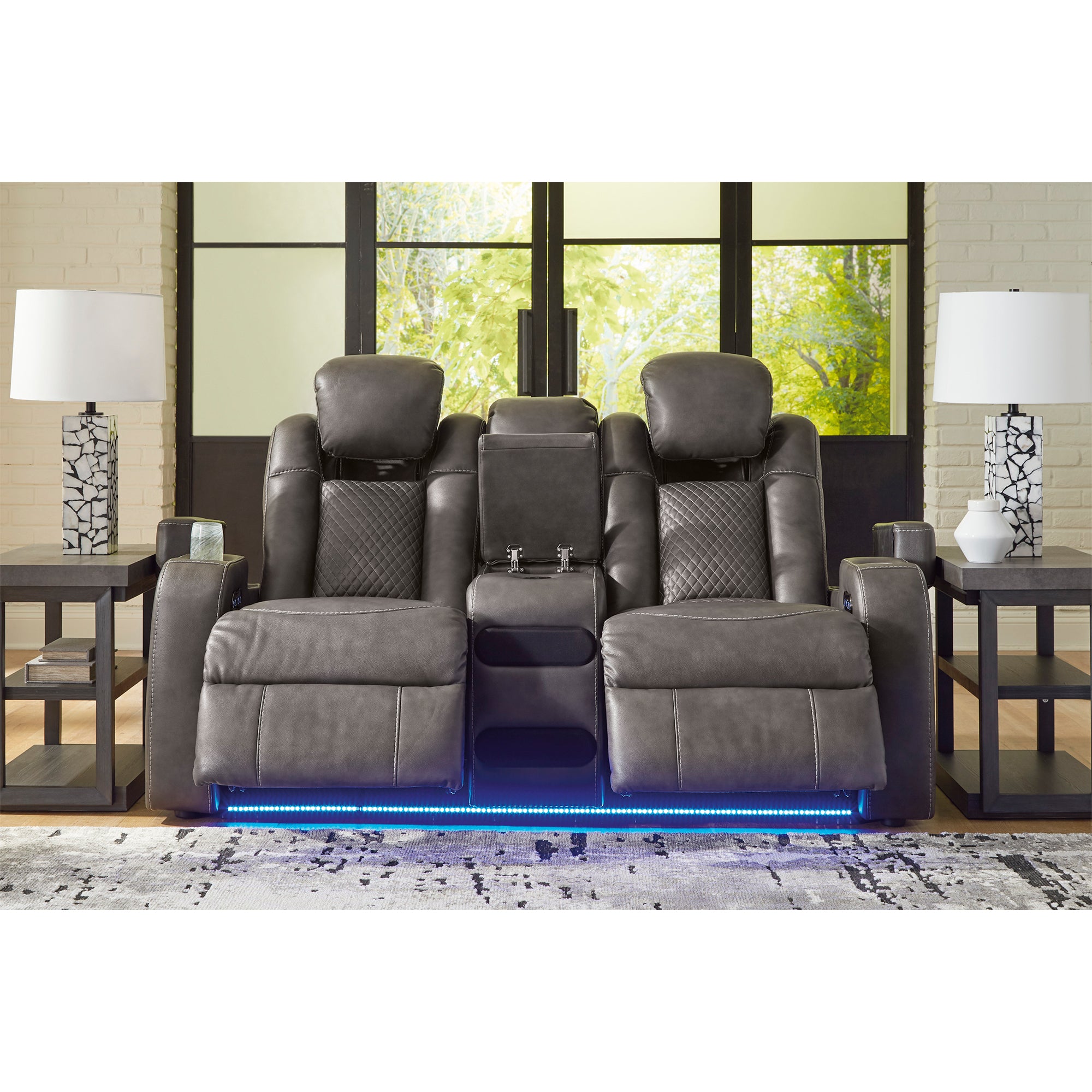 Fyne-Dyme Dual Power Reclining Loveseat with Console