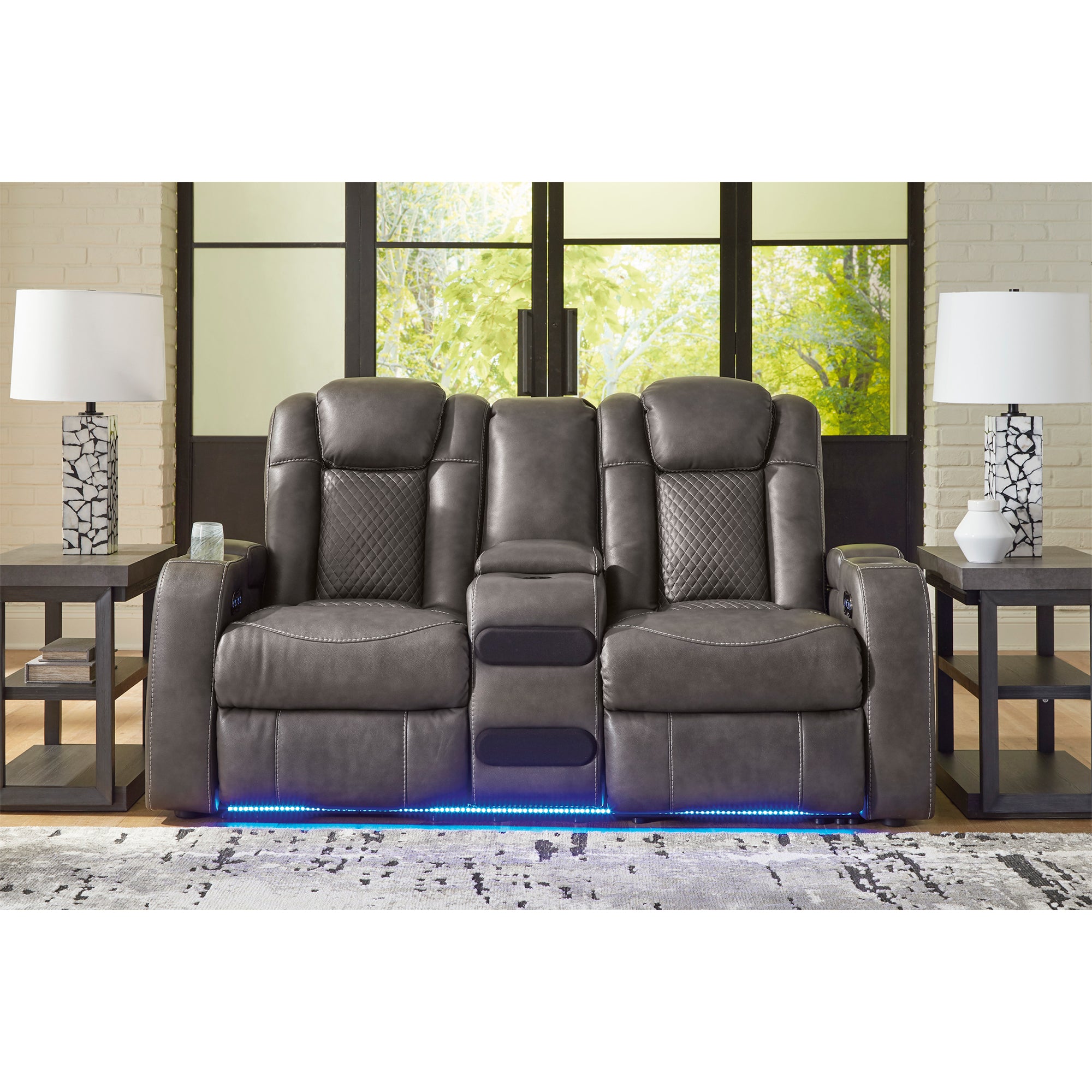 Fyne-Dyme Dual Power Reclining Loveseat with Console