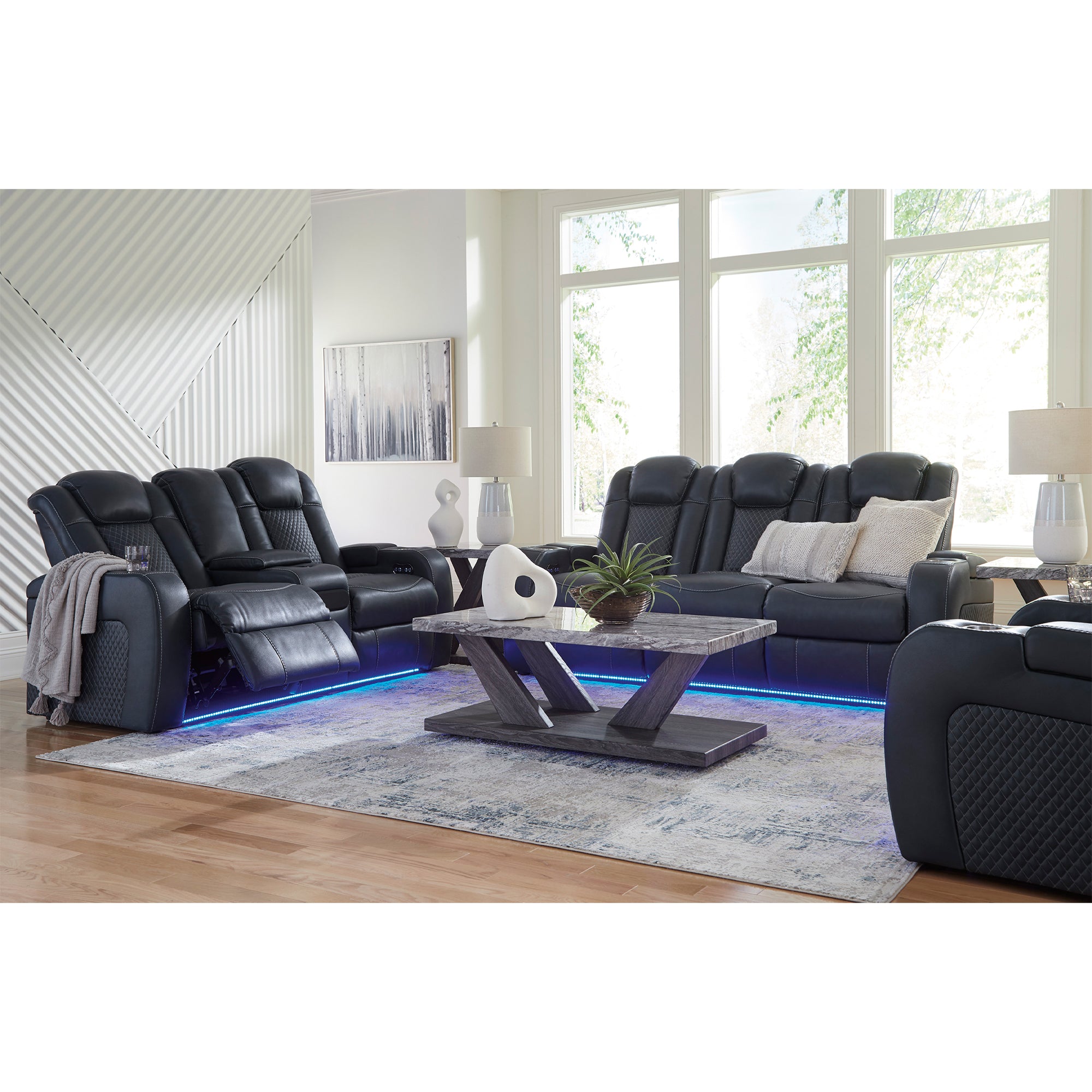 Fyne-Dyme Dual Power Reclining Loveseat with Console