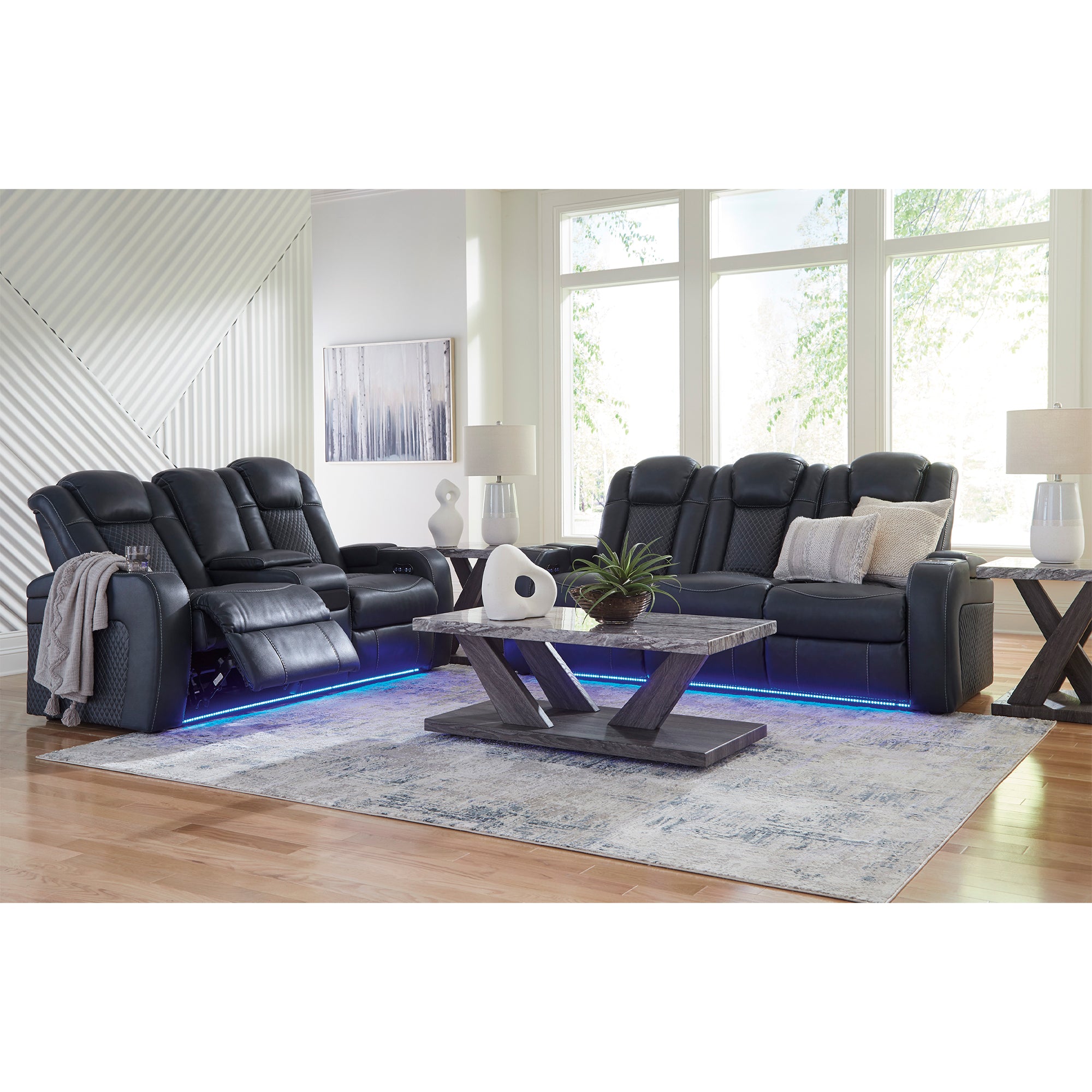 Fyne-Dyme Dual Power Reclining Sofa and Loveseat