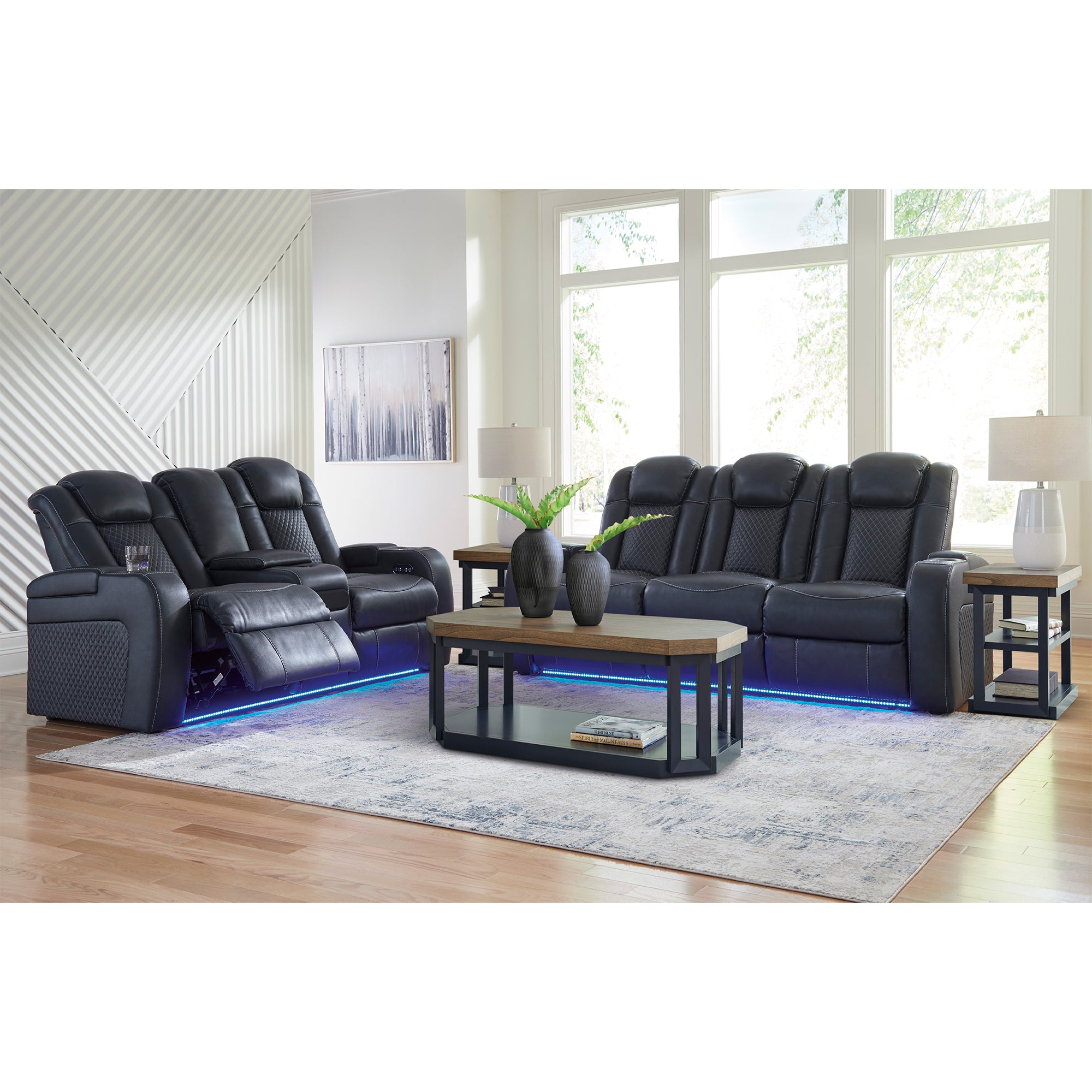 Fyne-Dyme Dual Power Reclining Sofa and Loveseat