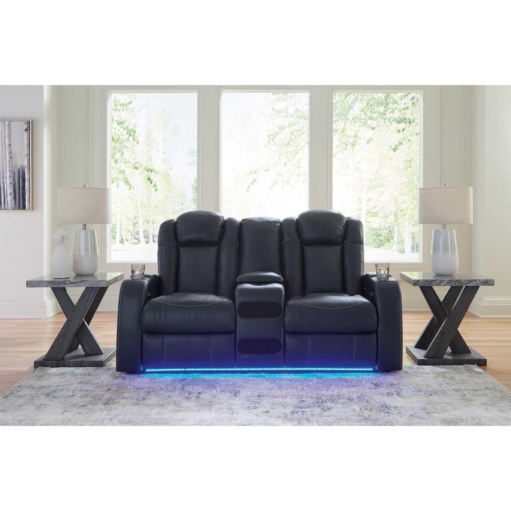 Fyne-Dyme Dual Power Reclining Loveseat with Console