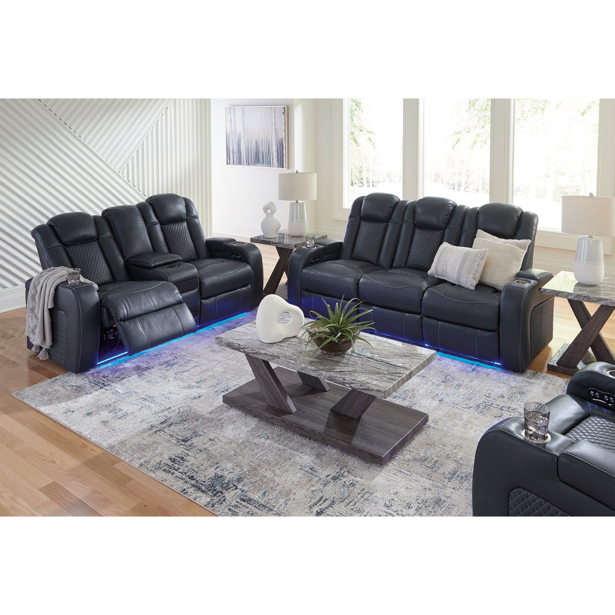 Fyne-Dyme Dual Power Reclining Sofa and Loveseat