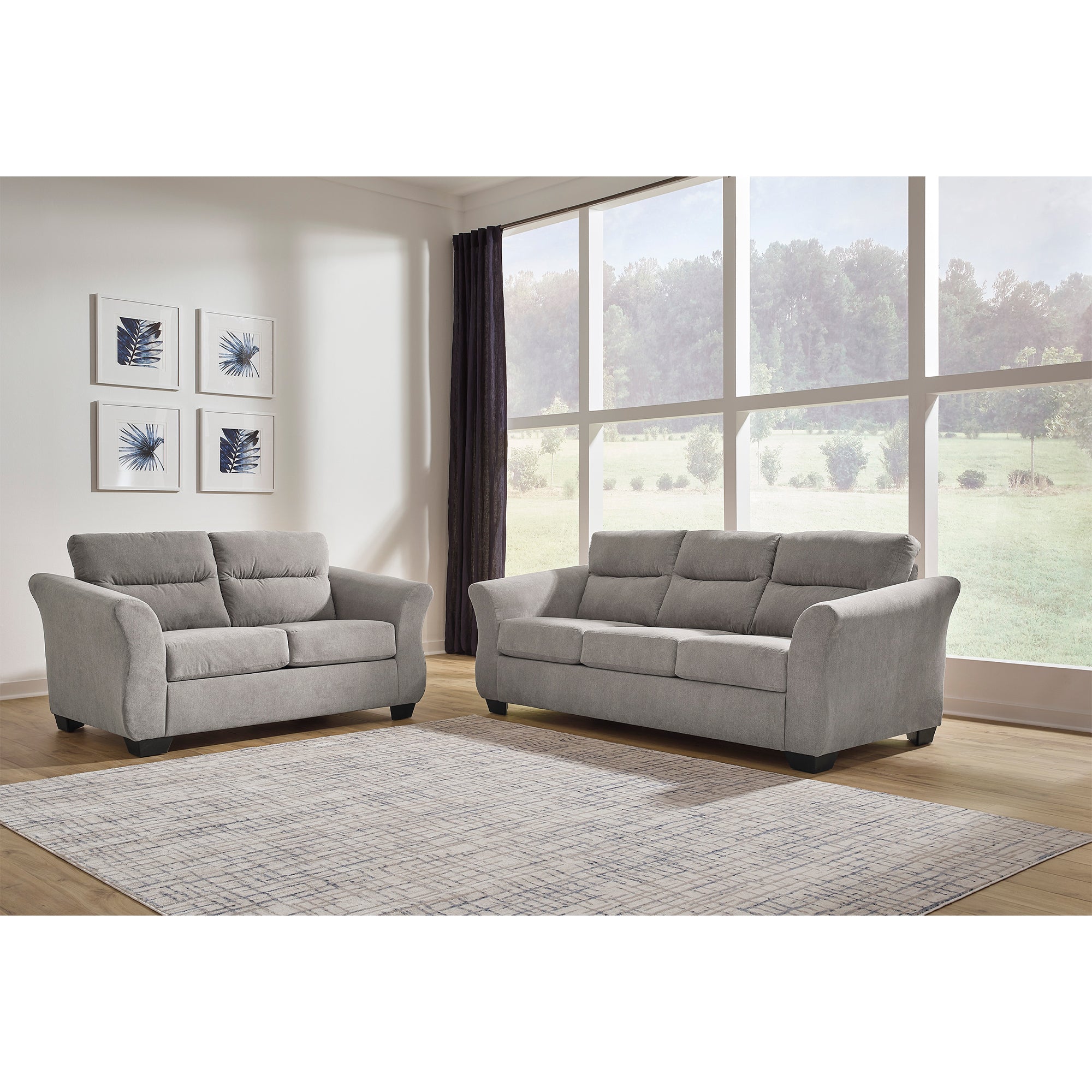 Miravel Sofa and Loveseat in Slate Color