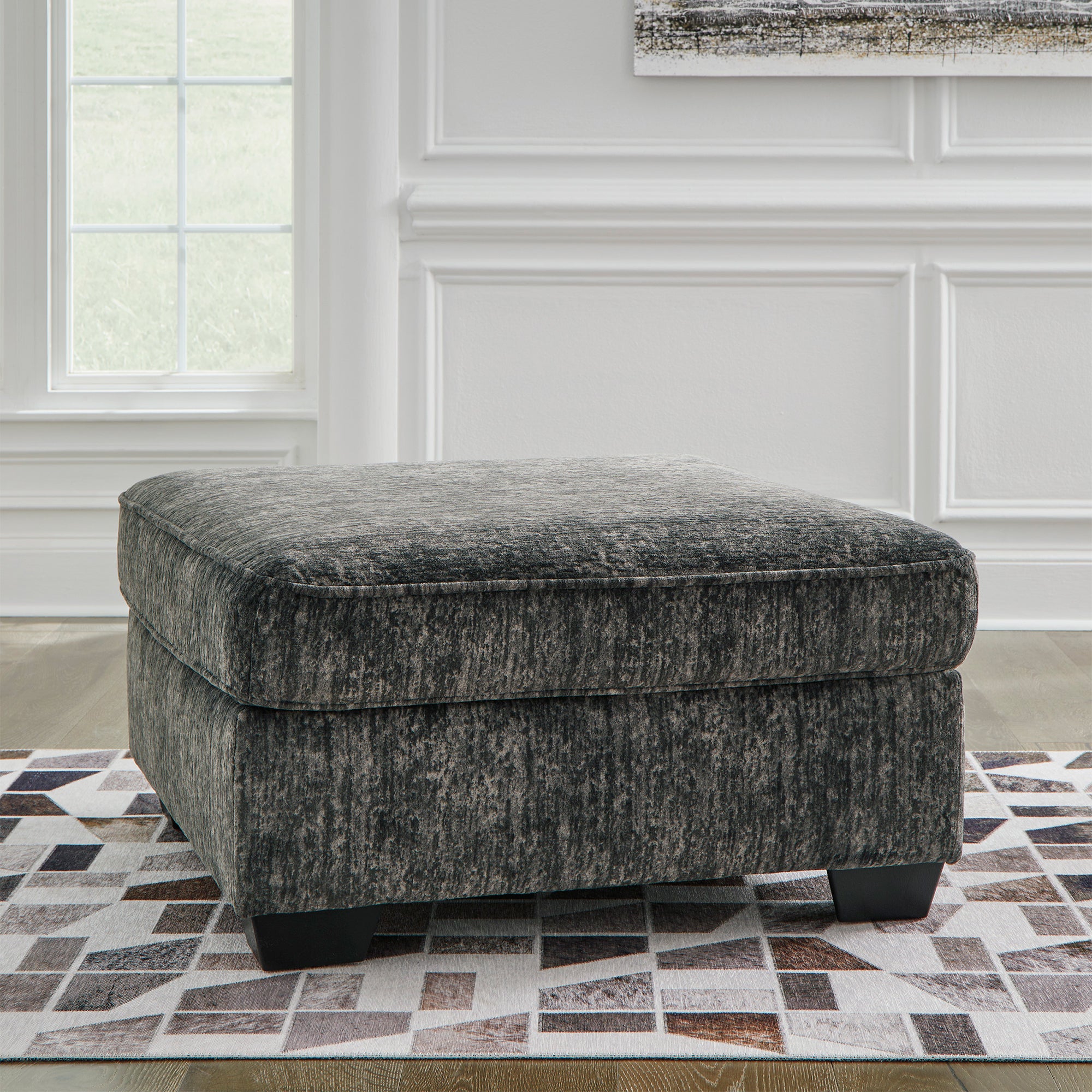 Lonoke Oversized Accent Ottoman in Gunmetal Color