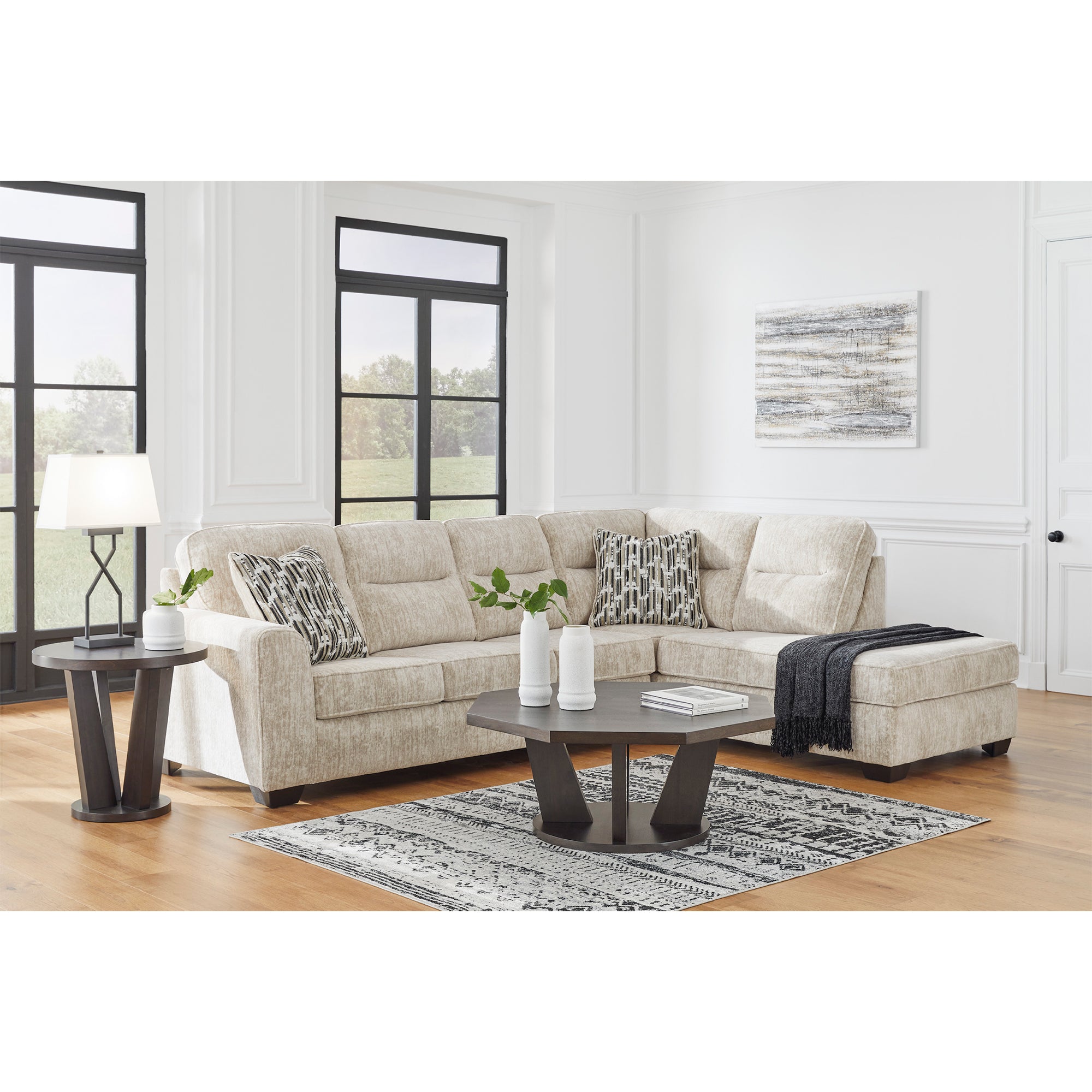 Lonoke 2-Piece Sectional with Chaise in Parchment Color