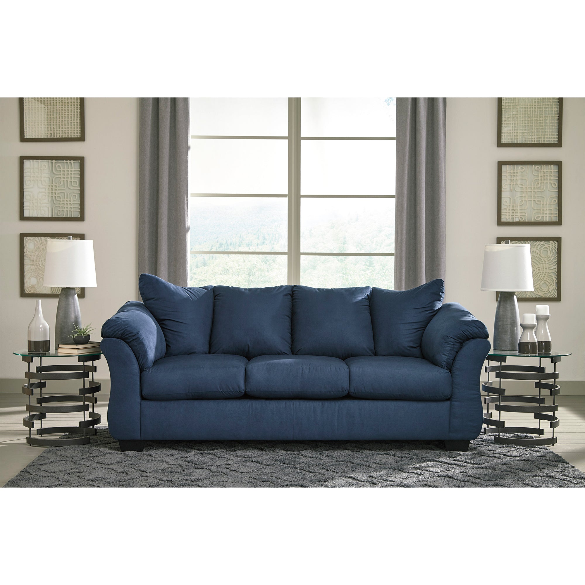 Darcy - Blue - Sofa and Loveseat