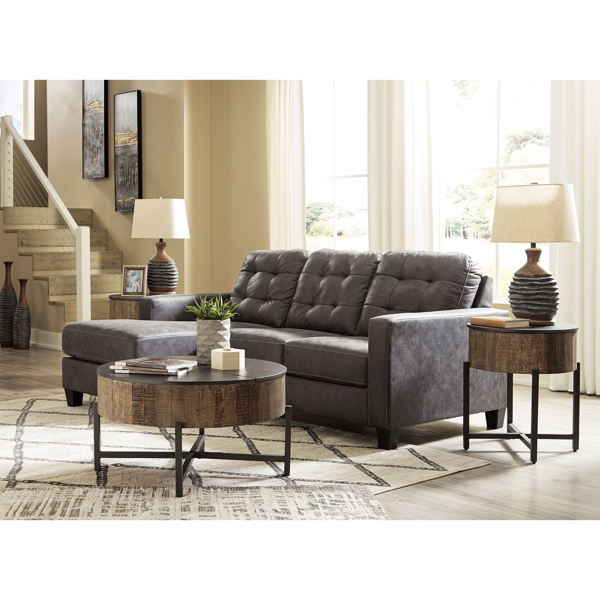 Venaldi Sofa Chaise, Chair, and Ottoman