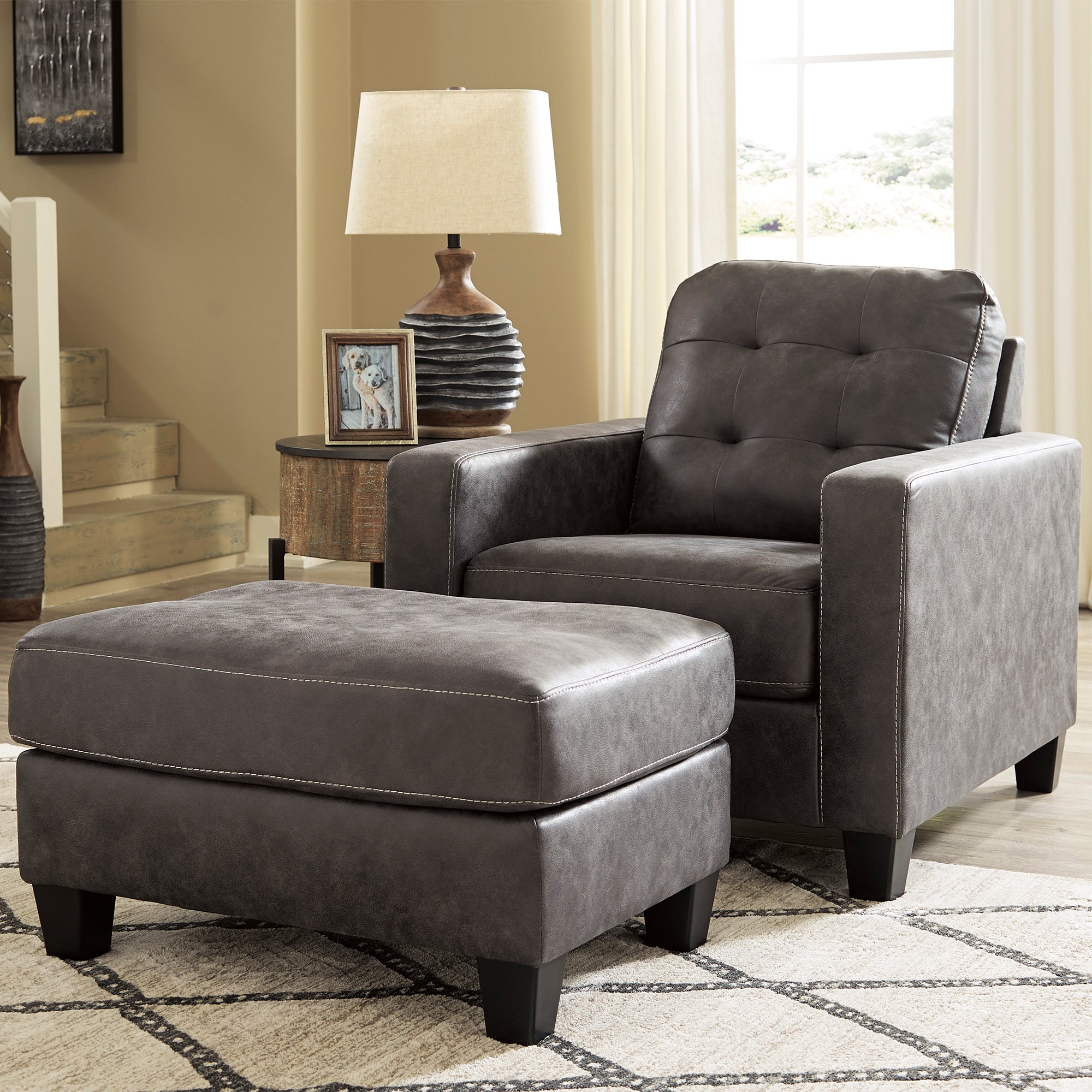 Venaldi Sofa Chaise, Chair, and Ottoman