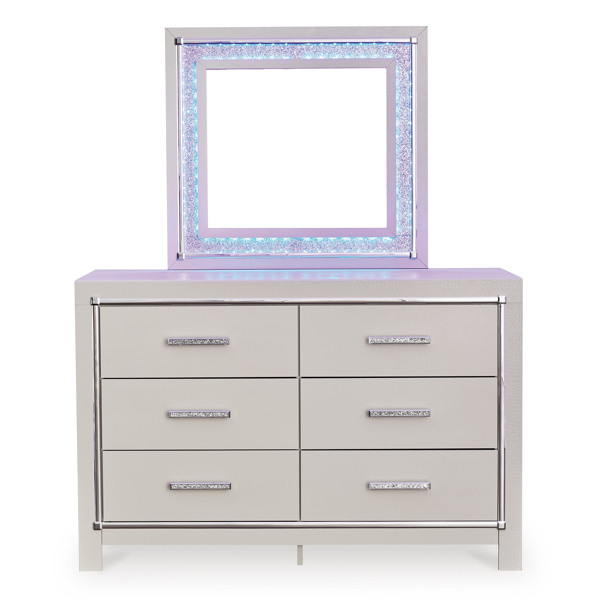 Zyniden King Panel Bed with Mirrored Dresser