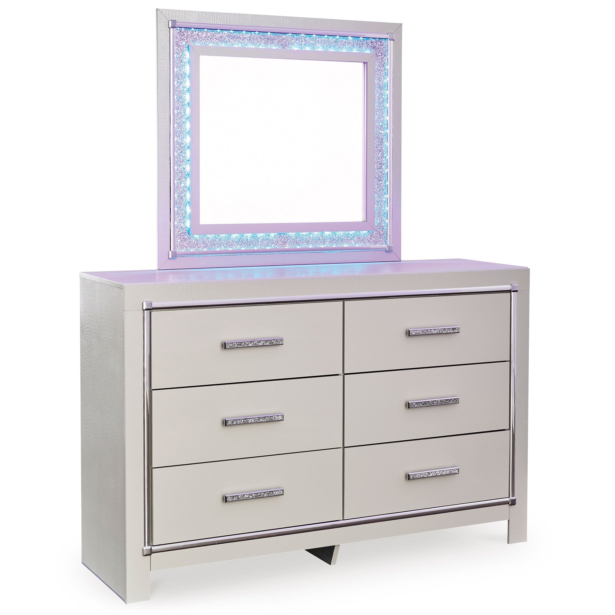 Zyniden Full Panel Bed with Mirrored Dresser