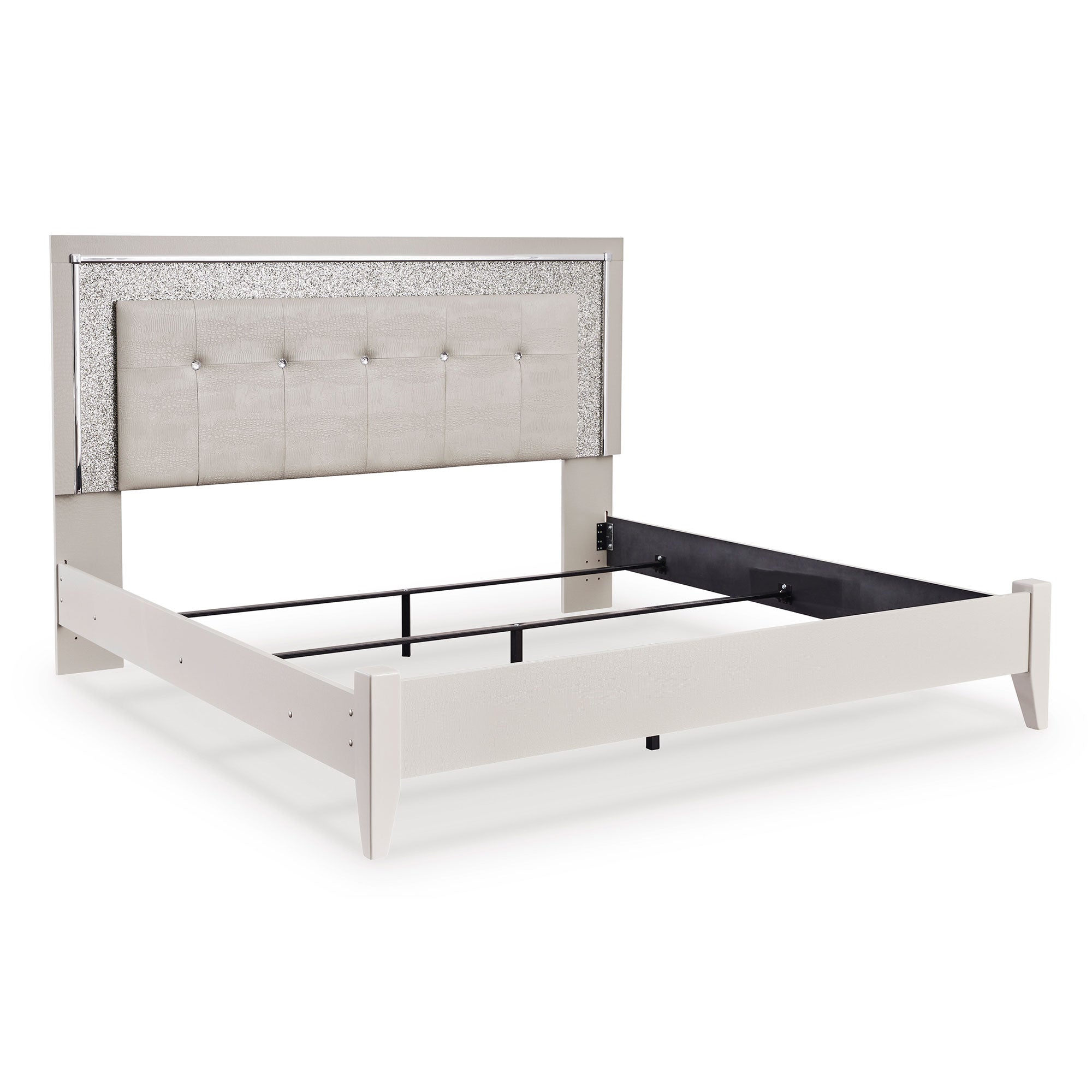 Zyniden King Panel Bed with Mirrored Dresser
