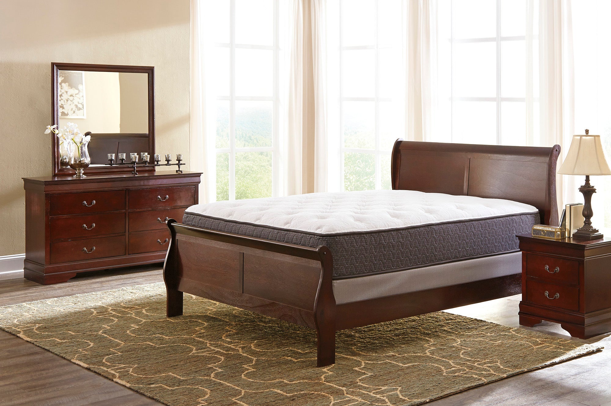 Alisdair King Sleigh Bed with Mirrored Dresser