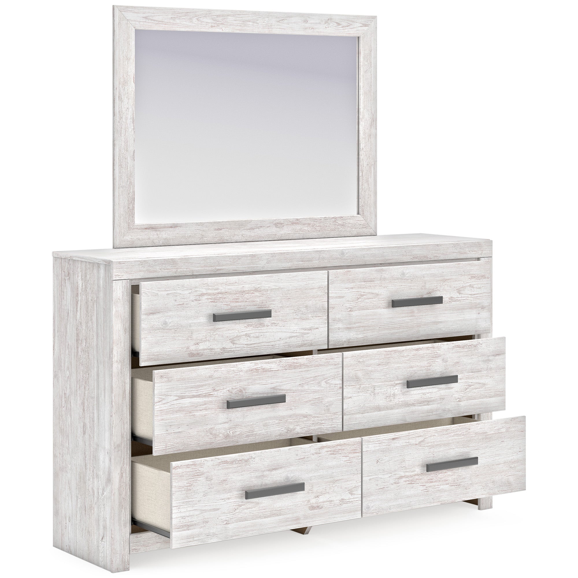 Cayboni King Panel Bed with Mirrored Dresser