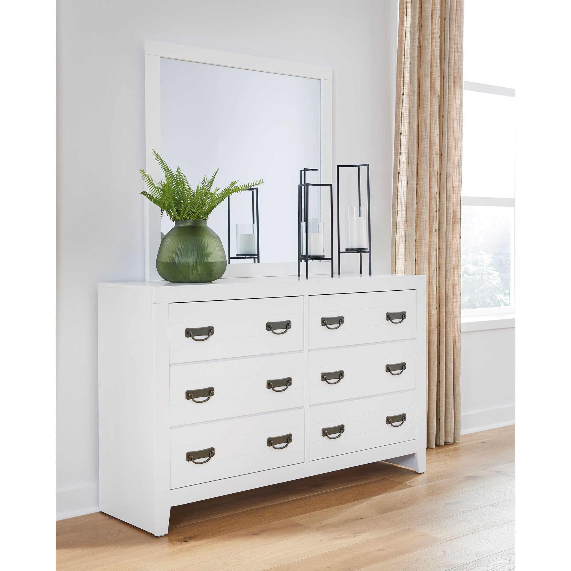 Binterglen Twin Panel Bed with Mirrored Dresser