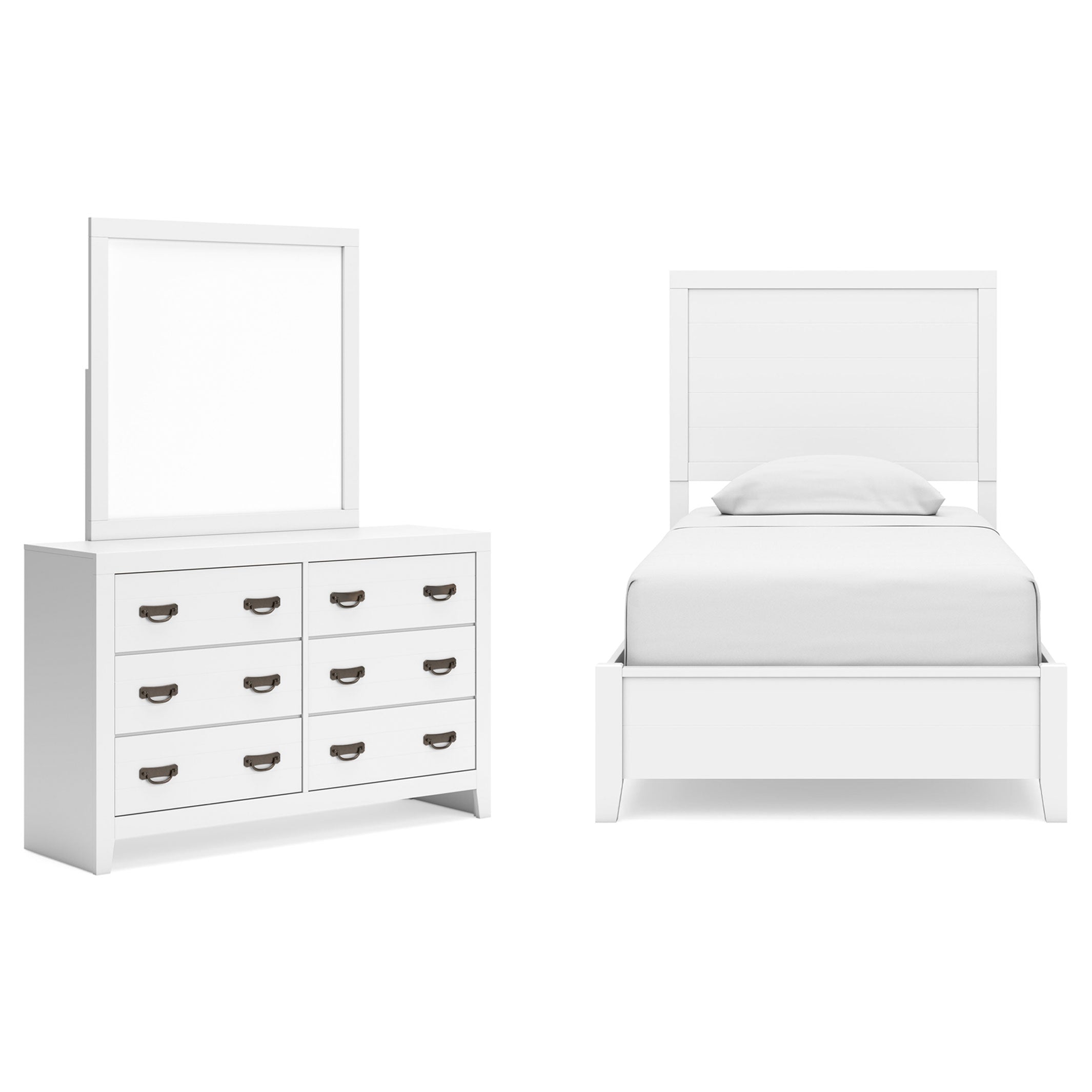 Binterglen Twin Panel Bed with Mirrored Dresser