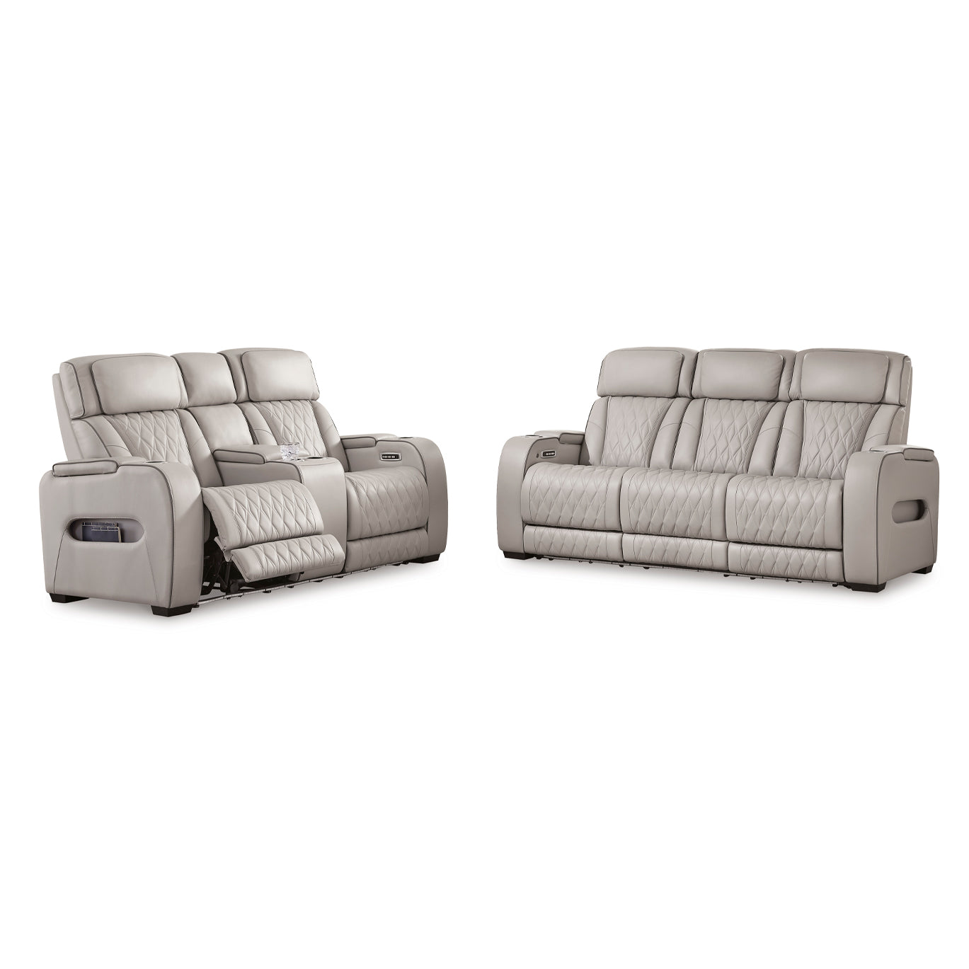 Boyington Triple Power Leather Sofa and Loveseat Set with Massage