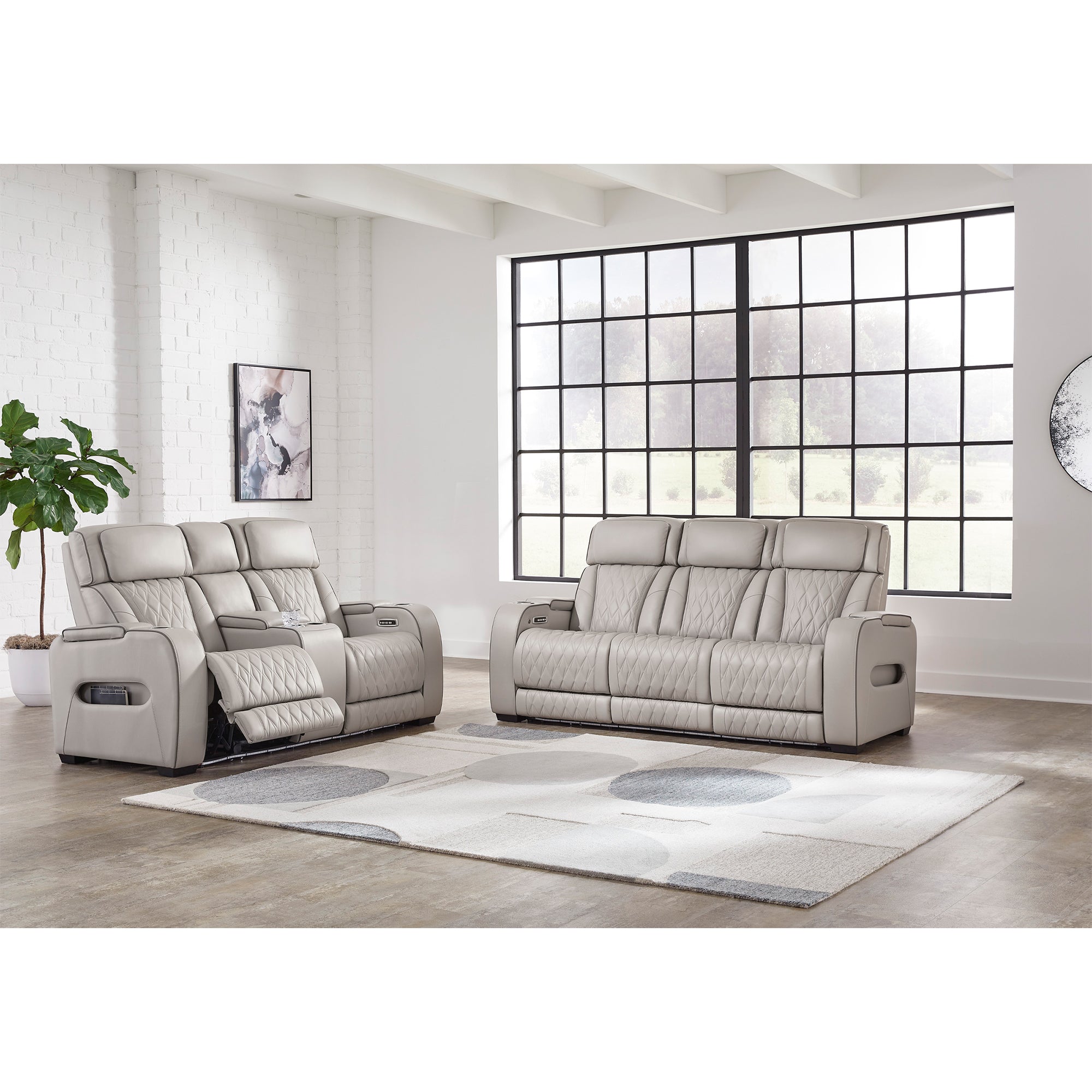 Boyington Triple Power Leather Sofa and Loveseat Set with Massage