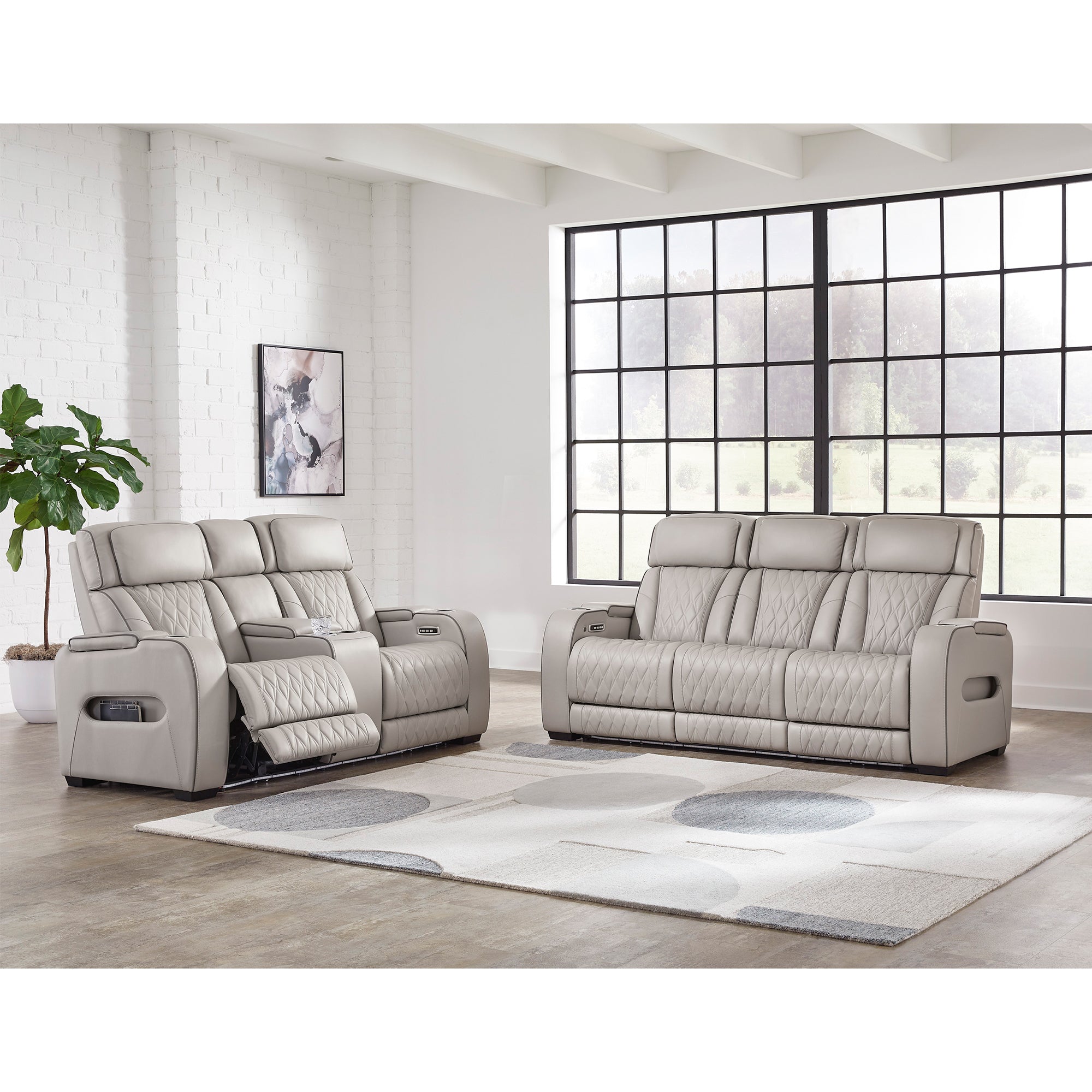 Boyington Triple Power Leather Reclining Sofa with Massage