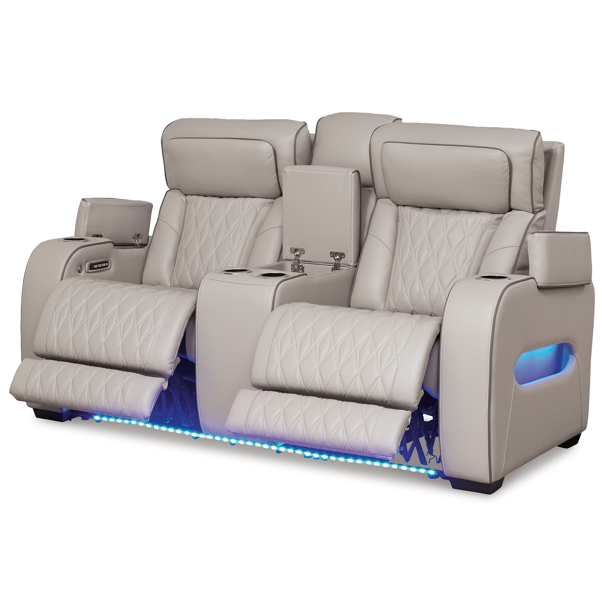 Boyington Triple Power Leather Reclining Loveseat with Console and Massage