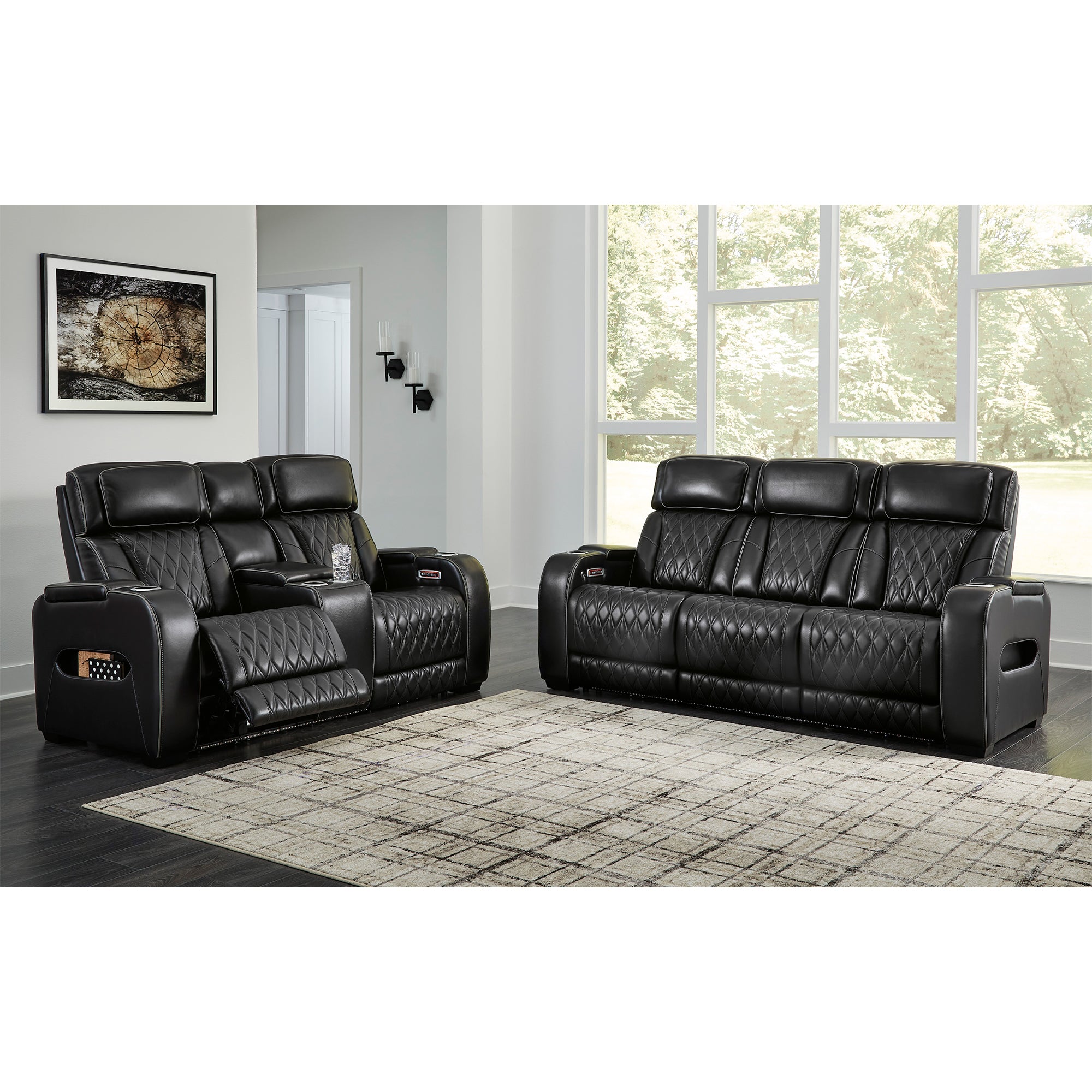 Boyington Triple Power Leather Sofa and Loveseat Set with Massage