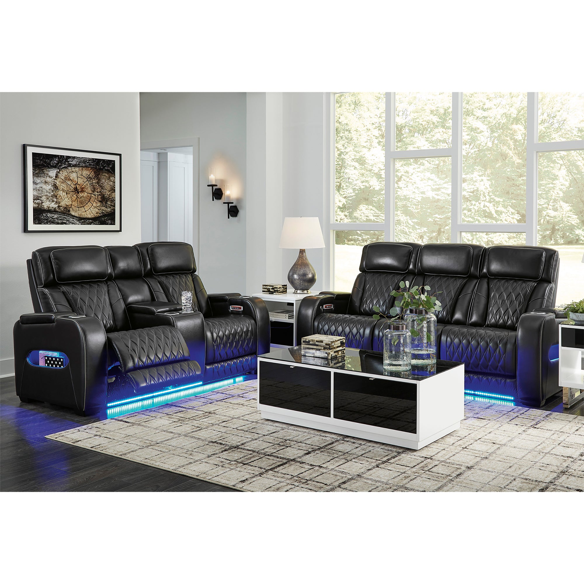 Boyington Triple Power Leather Sofa and Loveseat Set with Massage