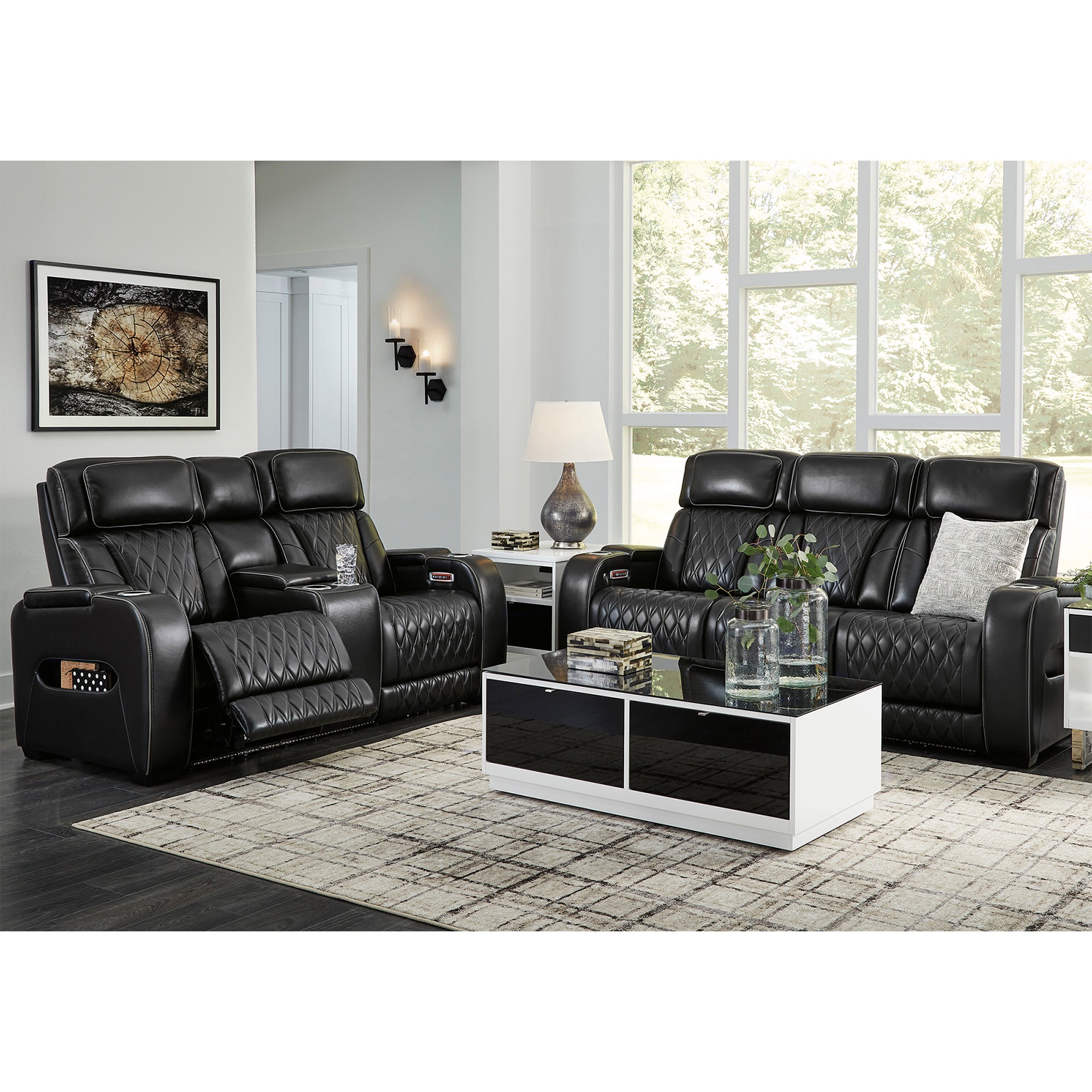 Boyington Triple Power Leather Sofa and Loveseat Set with Massage