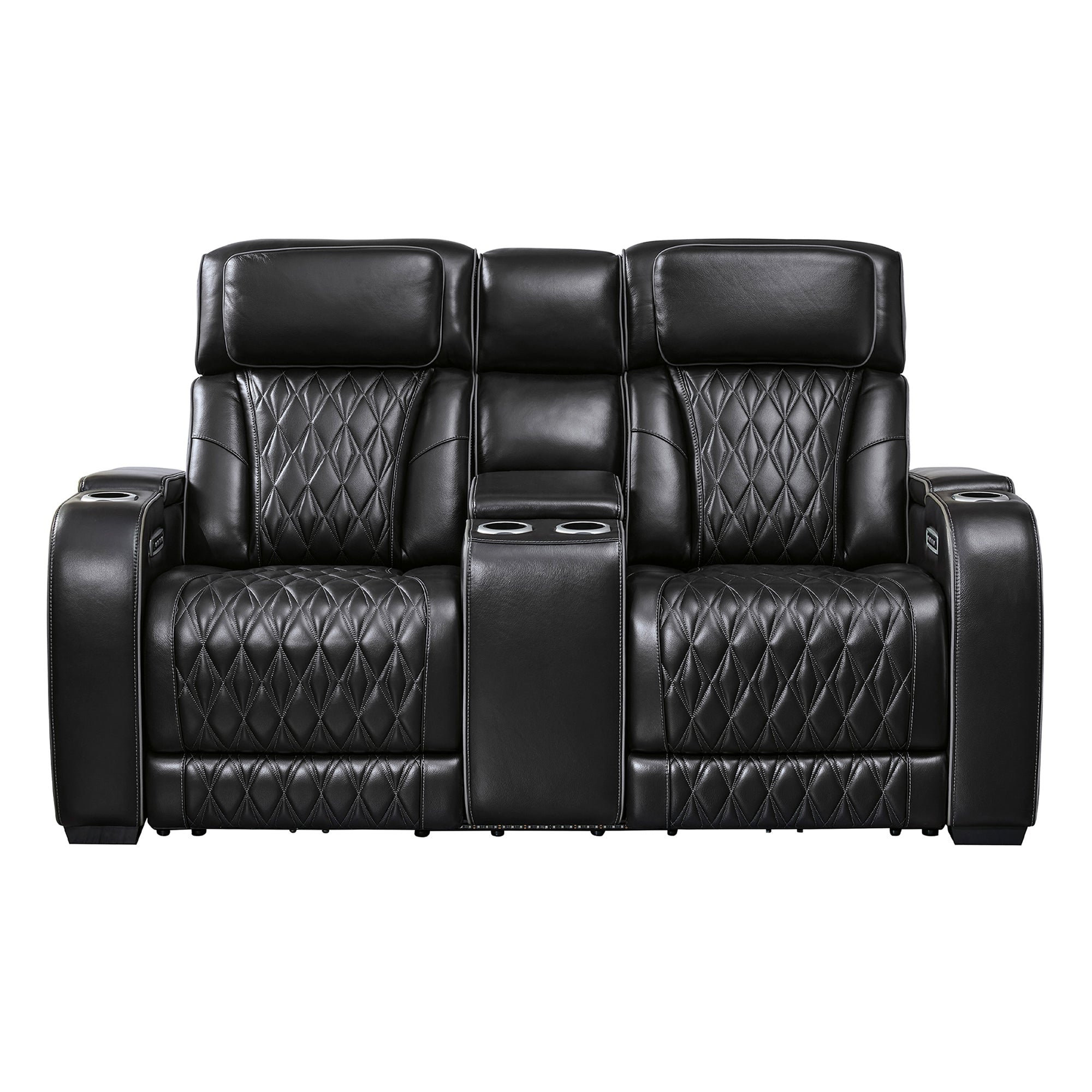 Boyington Triple Power Leather Reclining Loveseat with Console and Massage