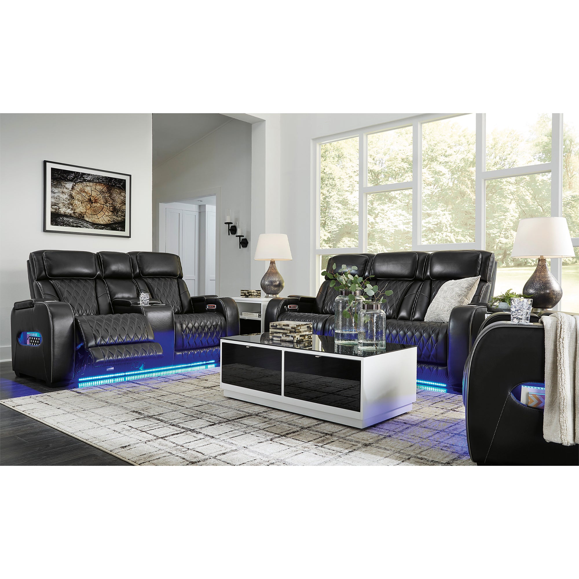 Boyington Triple Power Leather Sofa and Loveseat Set with Massage