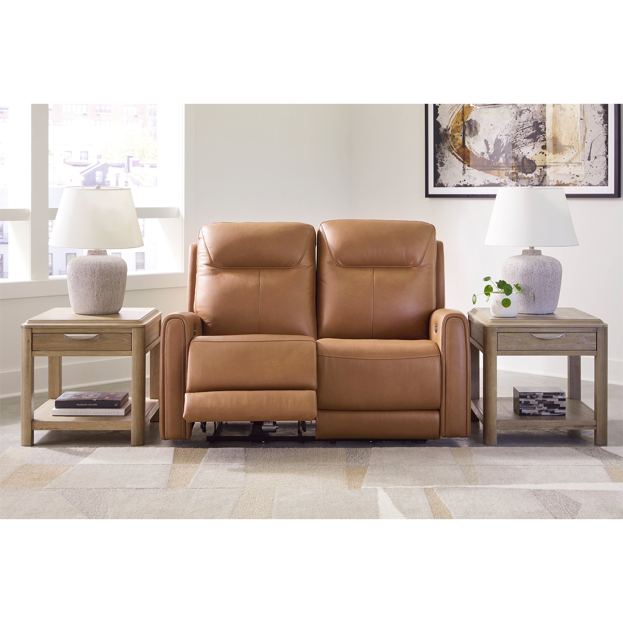 Tryanny Triple Power Leather Reclining Loveseat