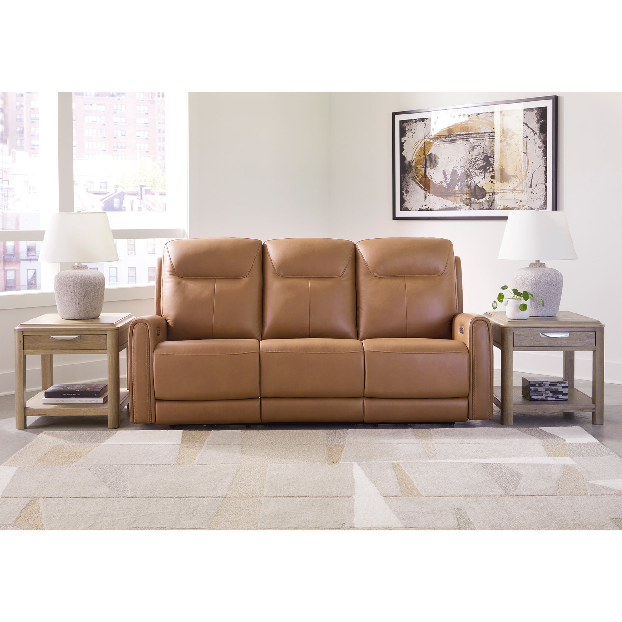 Tryanny Triple Power Leather Reclining Sofa