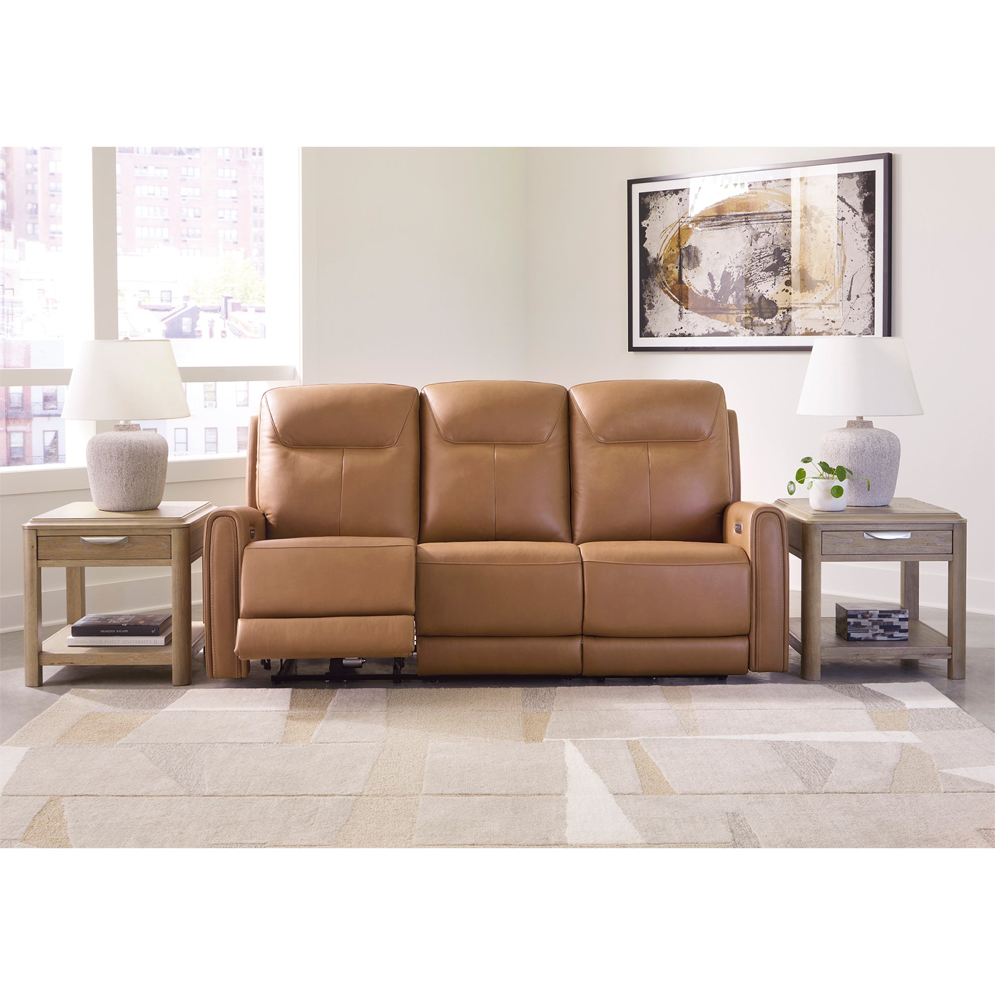 Tryanny Triple Power Leather Reclining Sofa