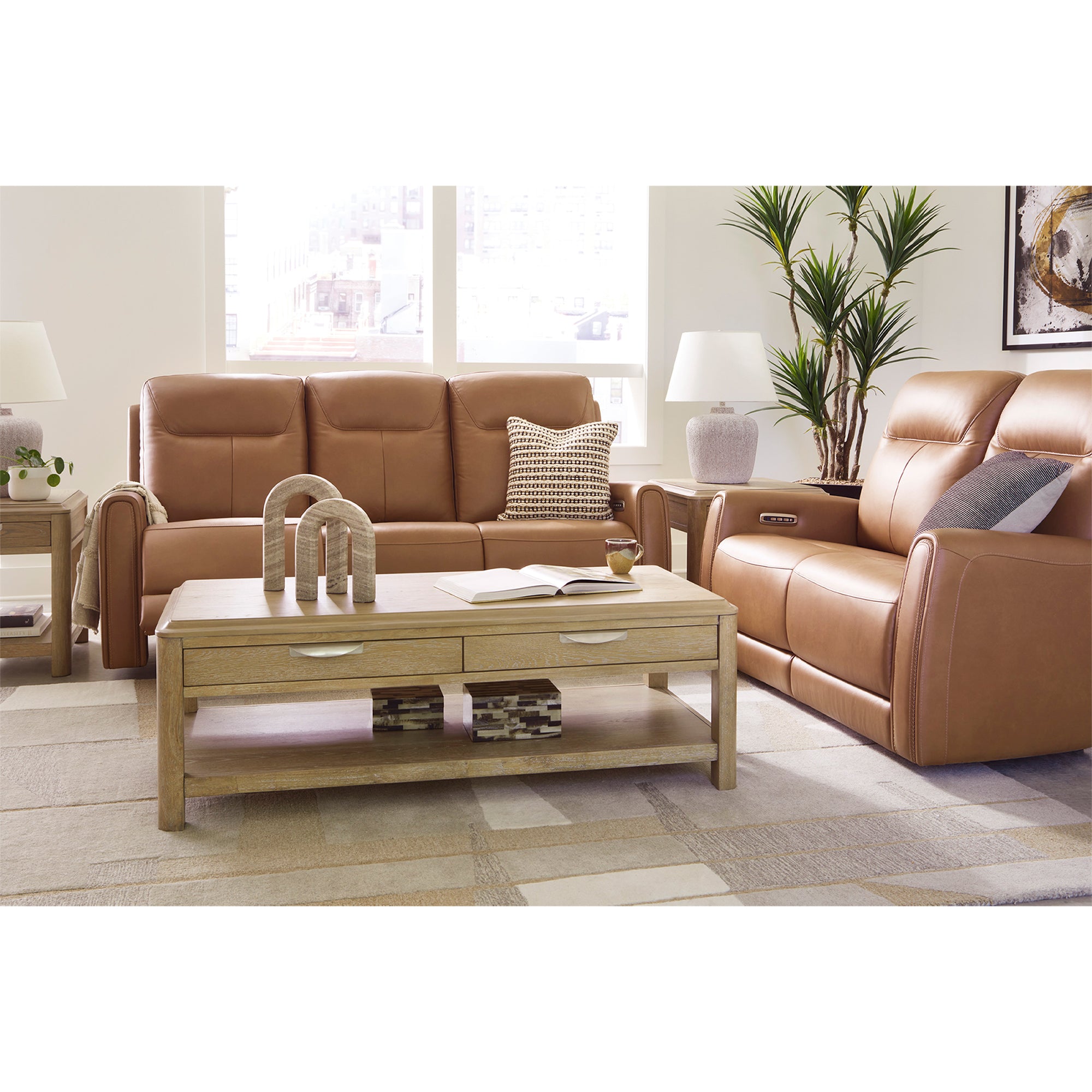 Tryanny Triple Power Leather Reclining Sofa and Loveseat