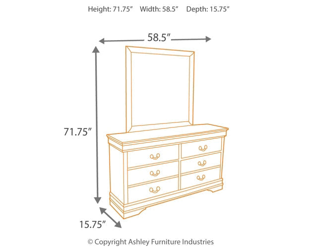 Alisdair King Sleigh Bed with Mirrored Dresser