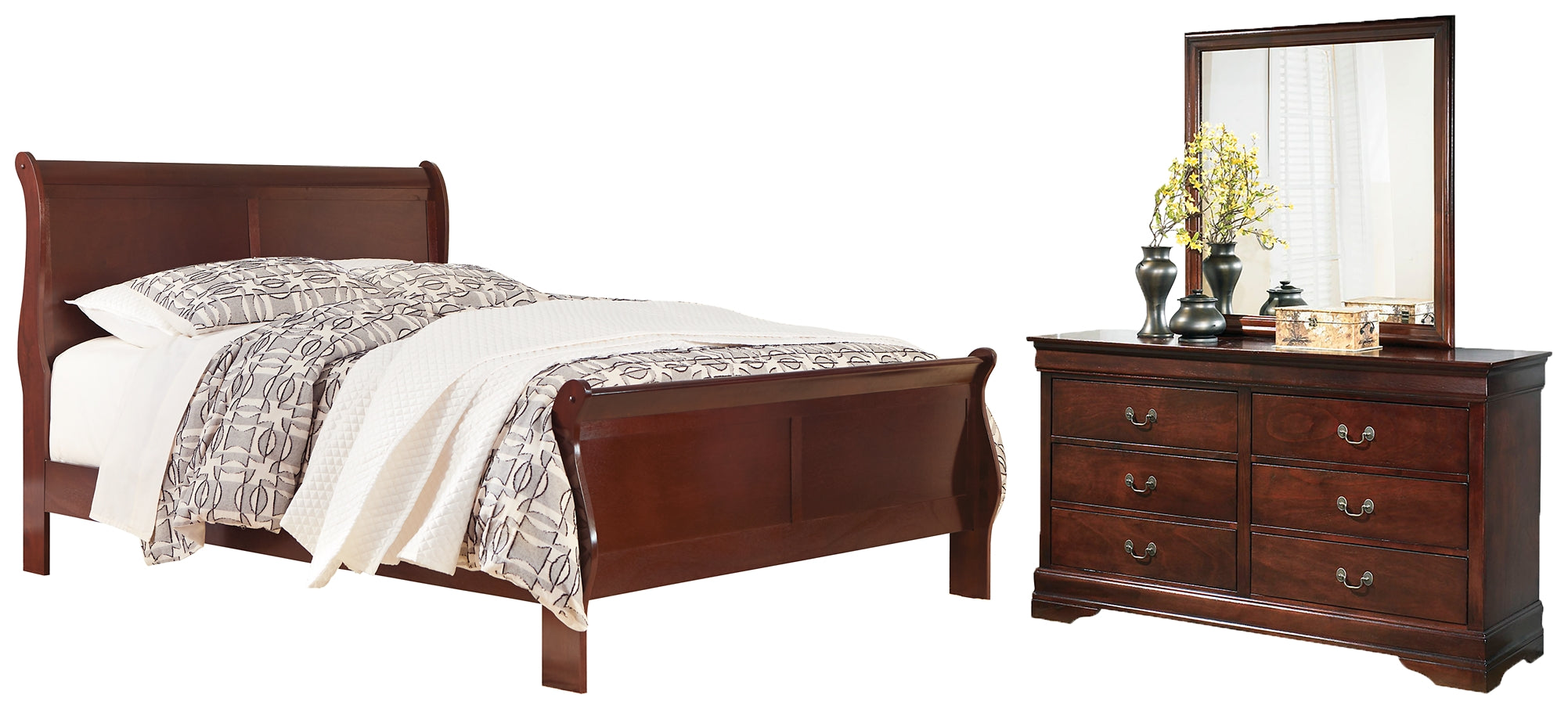 Alisdair King Sleigh Bed with Mirrored Dresser