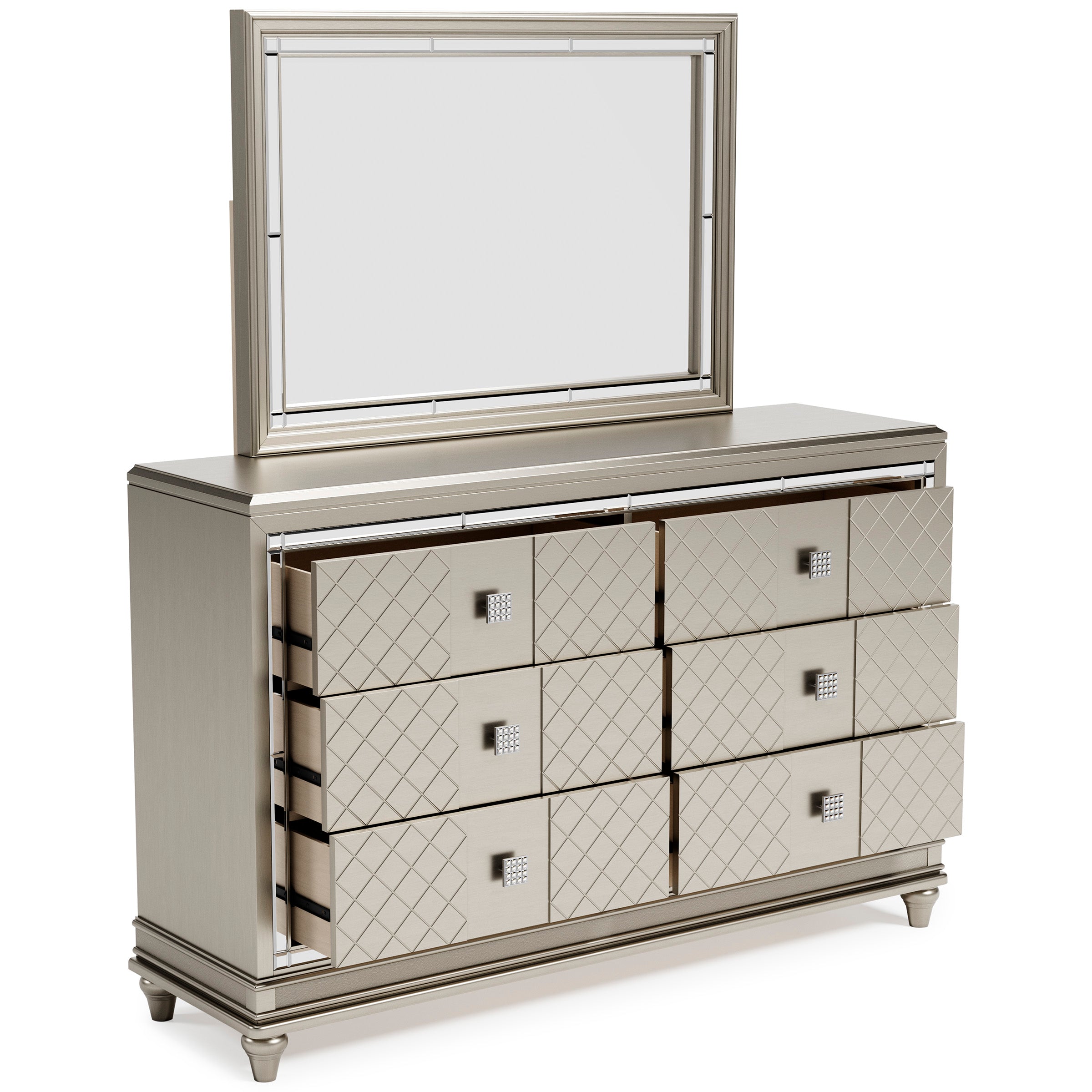 Chevanna King Panel Bed with Mirrored Dresser