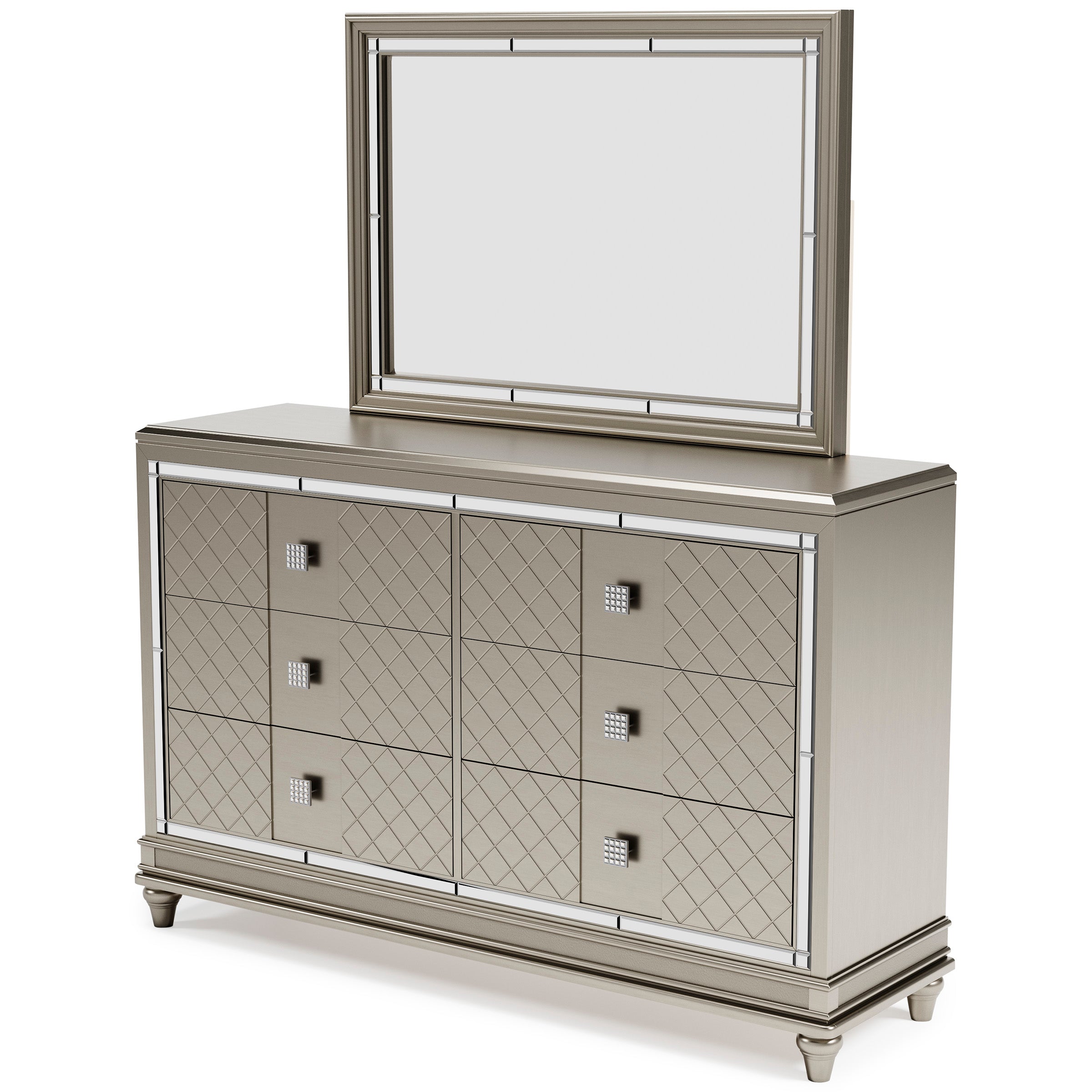 Chevanna King Panel Bed with Mirrored Dresser