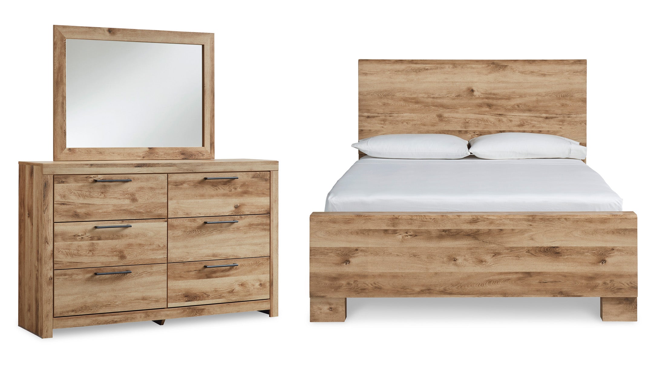 Hyanna Queen Panel Bed with Mirrored Dresser