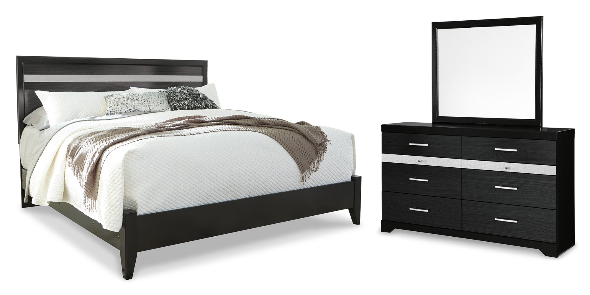 Starberry King Panel Bed with Mirrored Dresser