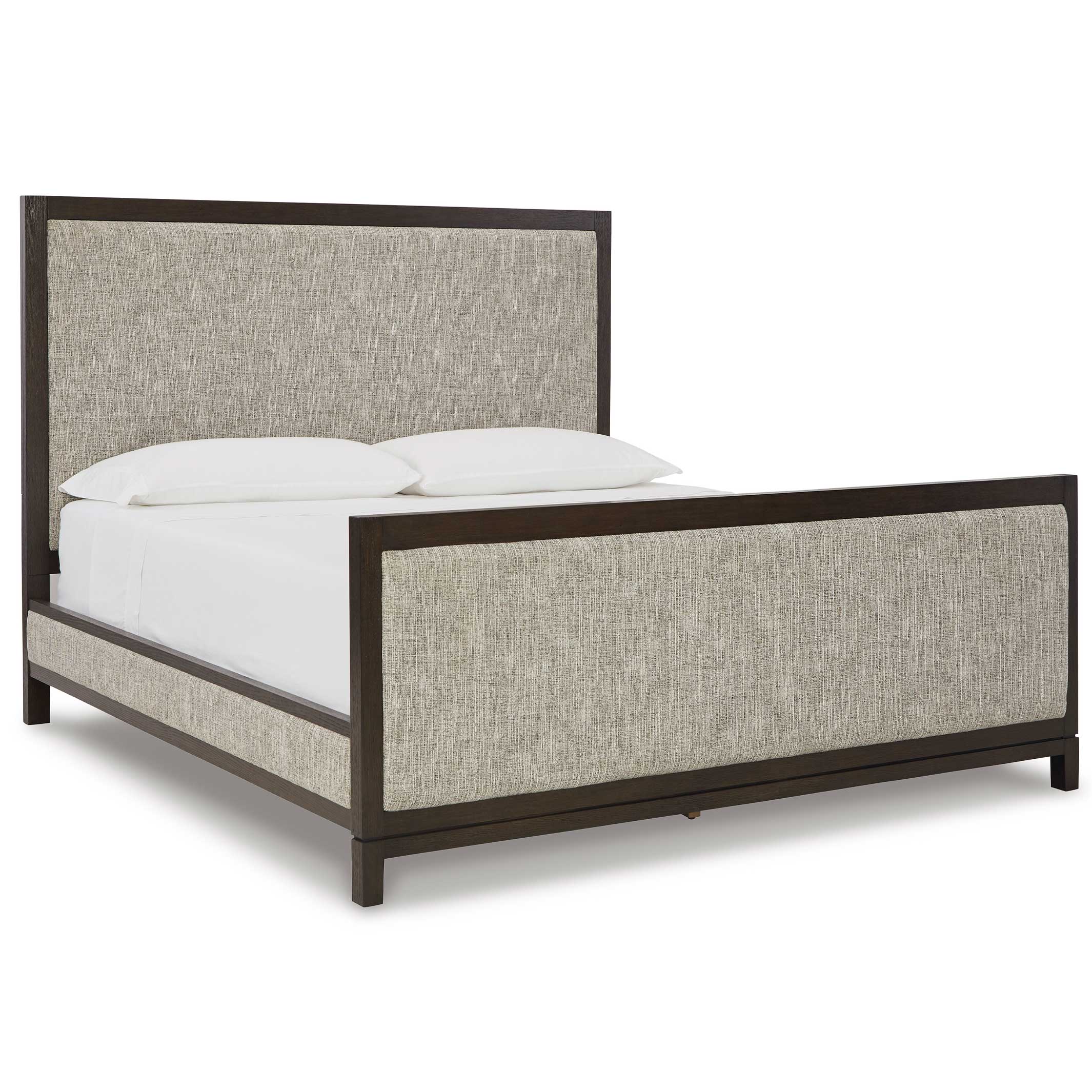 Burkhaus Queen Upholstered Bed with Mirrored Dresser